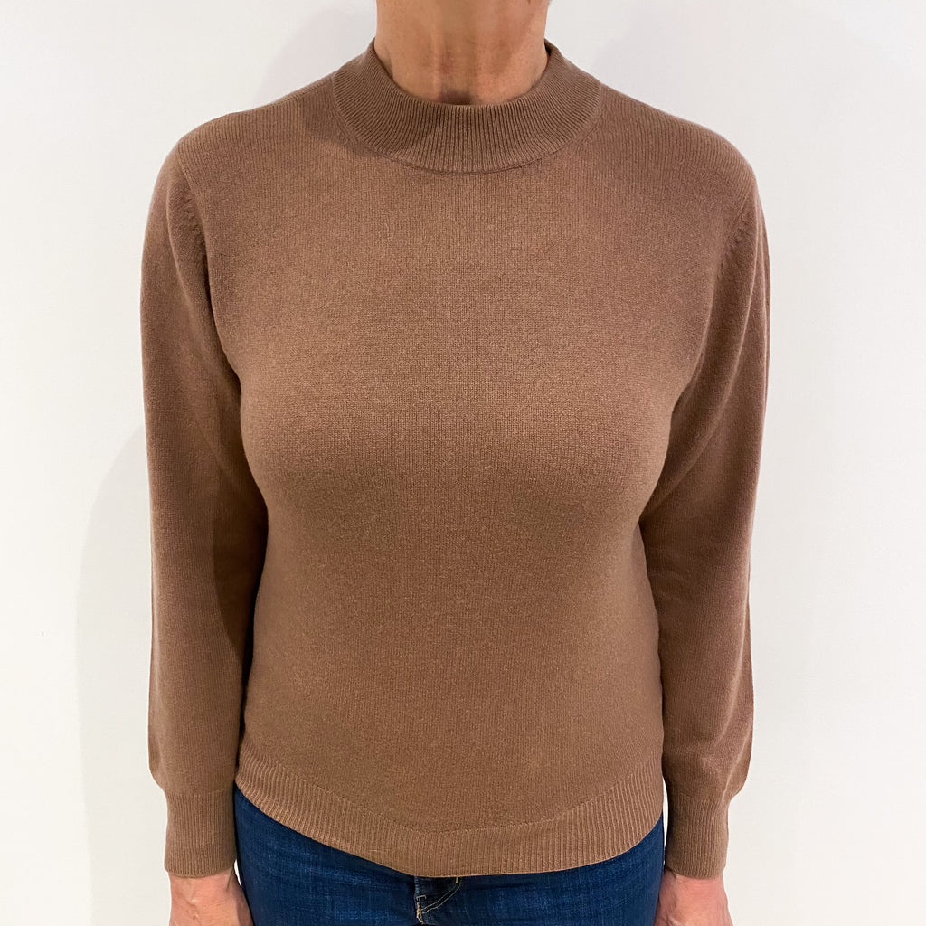Nutmeg Brown Cashmere Turtle Neck Jumper Medium