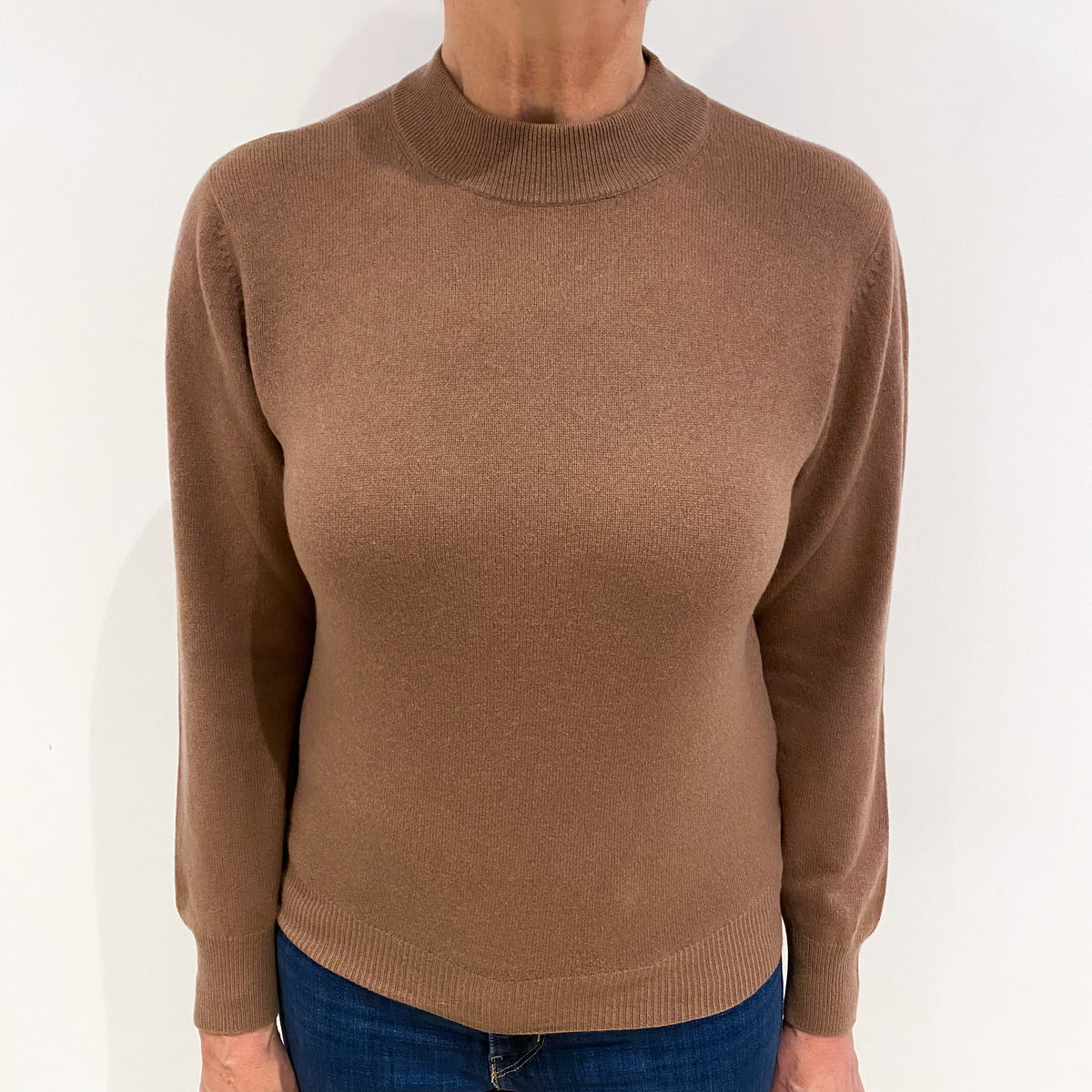 Nutmeg Brown Cashmere Turtle Neck Jumper Medium