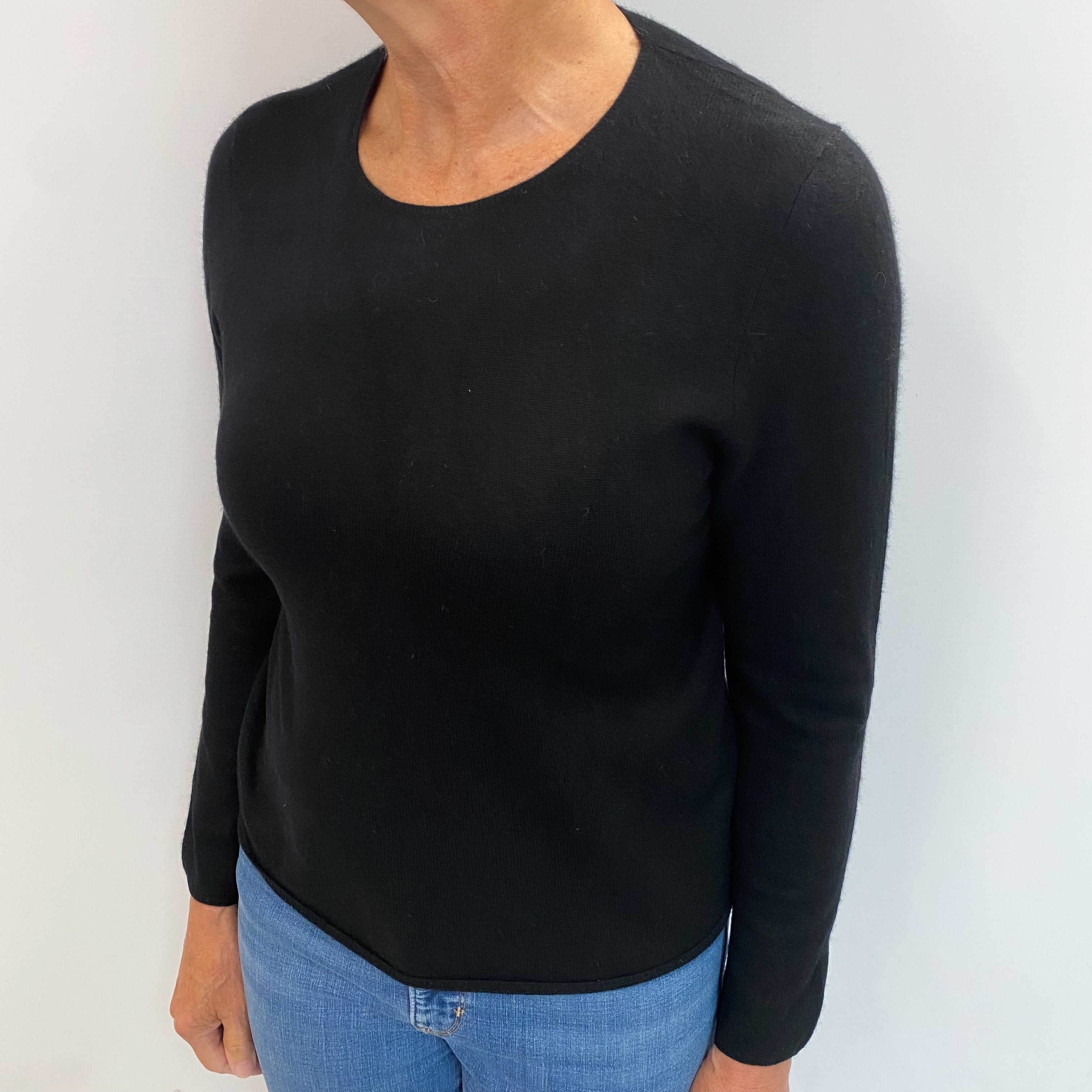Black Cashmere Crew Neck Jumper Medium