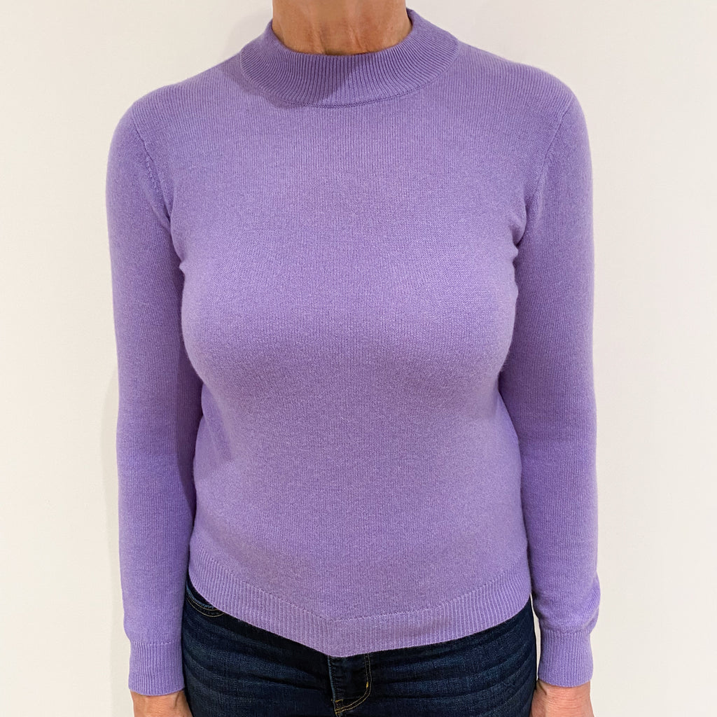 Lavender Purple Cashmere Turtle Neck Jumper Medium