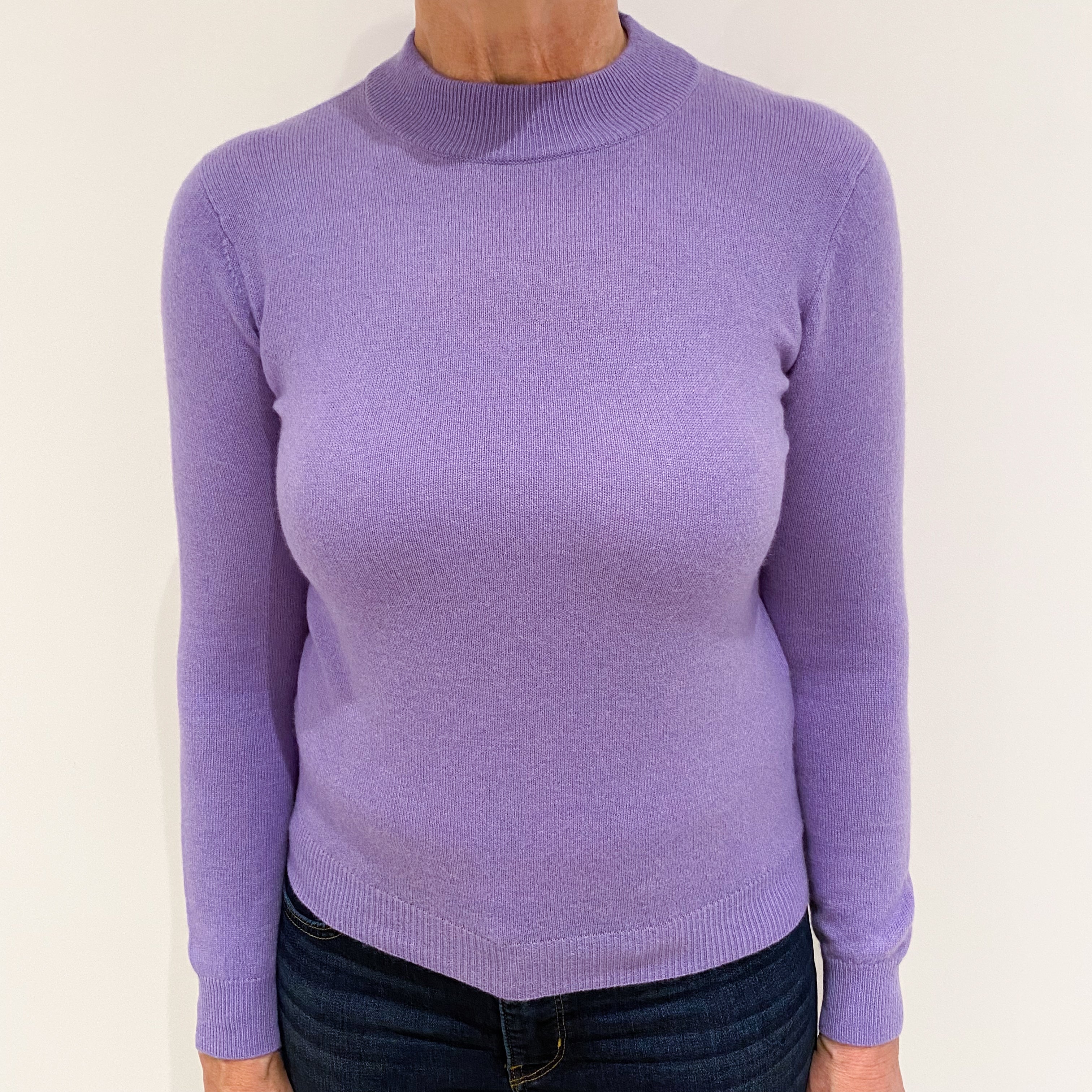 Lavender Purple Cashmere Turtle Neck Jumper Medium