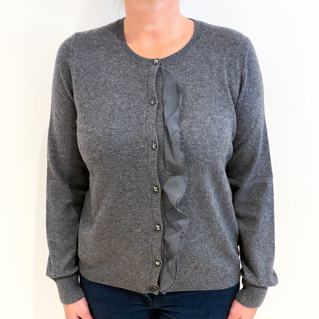 Slate Grey Cashmere Crew Neck Cardigan Large