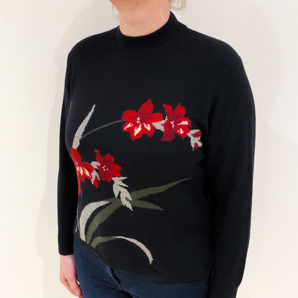 Black Cashmere Turtle Neck Jumper Large