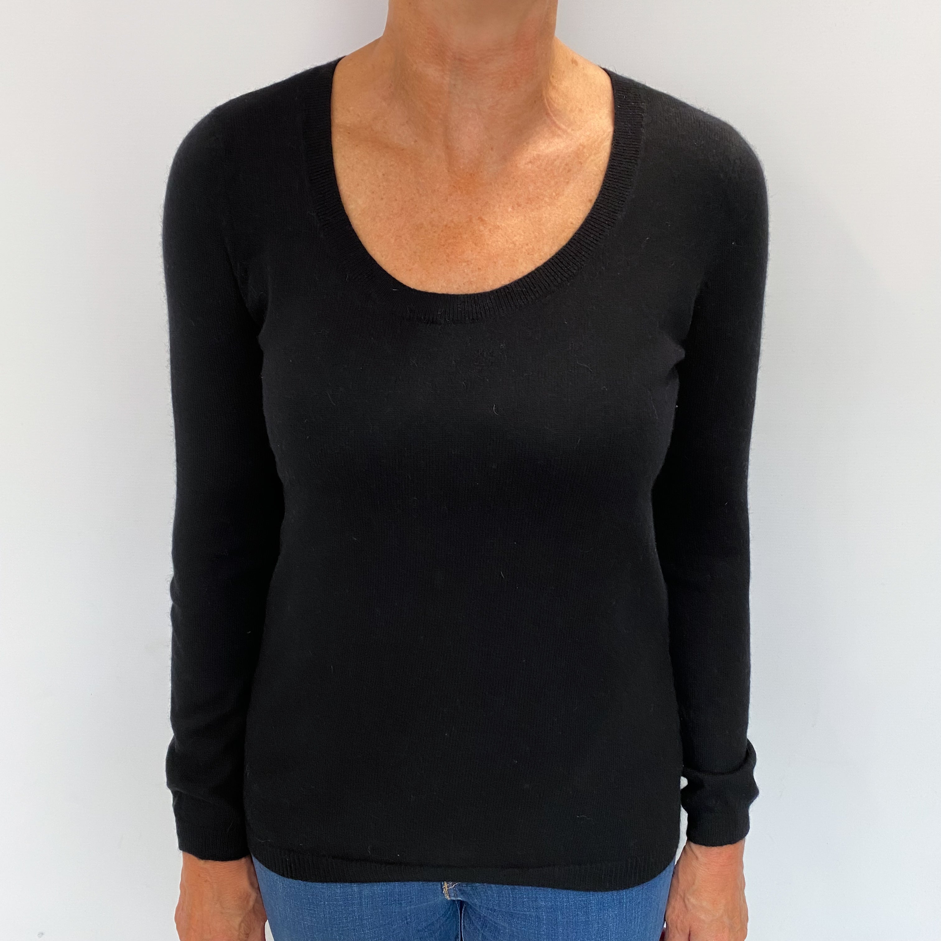 Black Cashmere Scoop Neck Jumper Medium