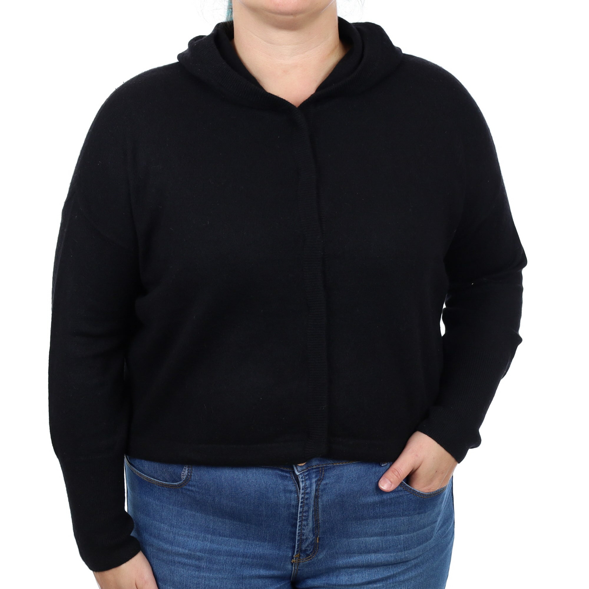 Me+Em Black Cashmere Hoodie Jumper Large