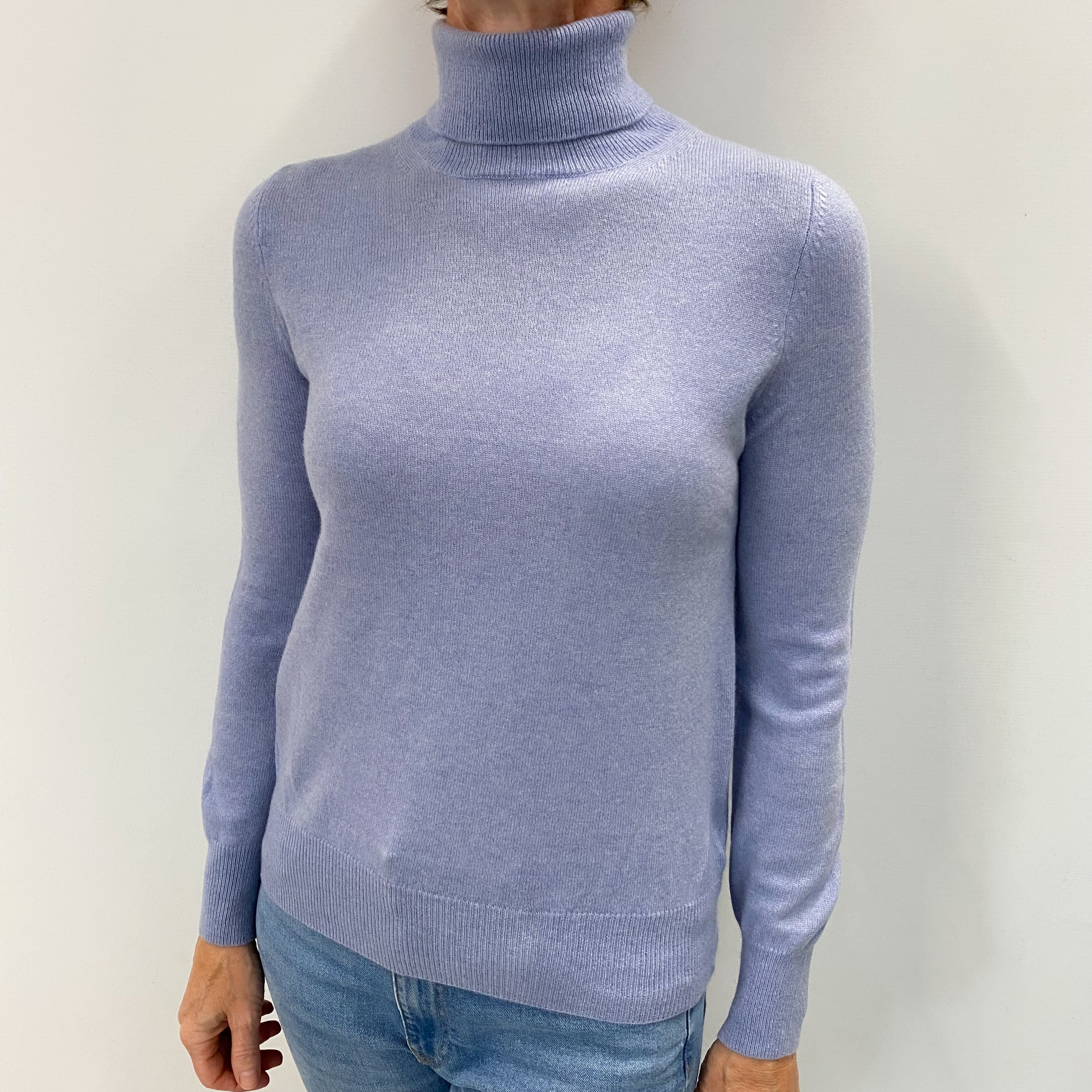 Powder Blue Cashmere Polo Neck Jumper Small