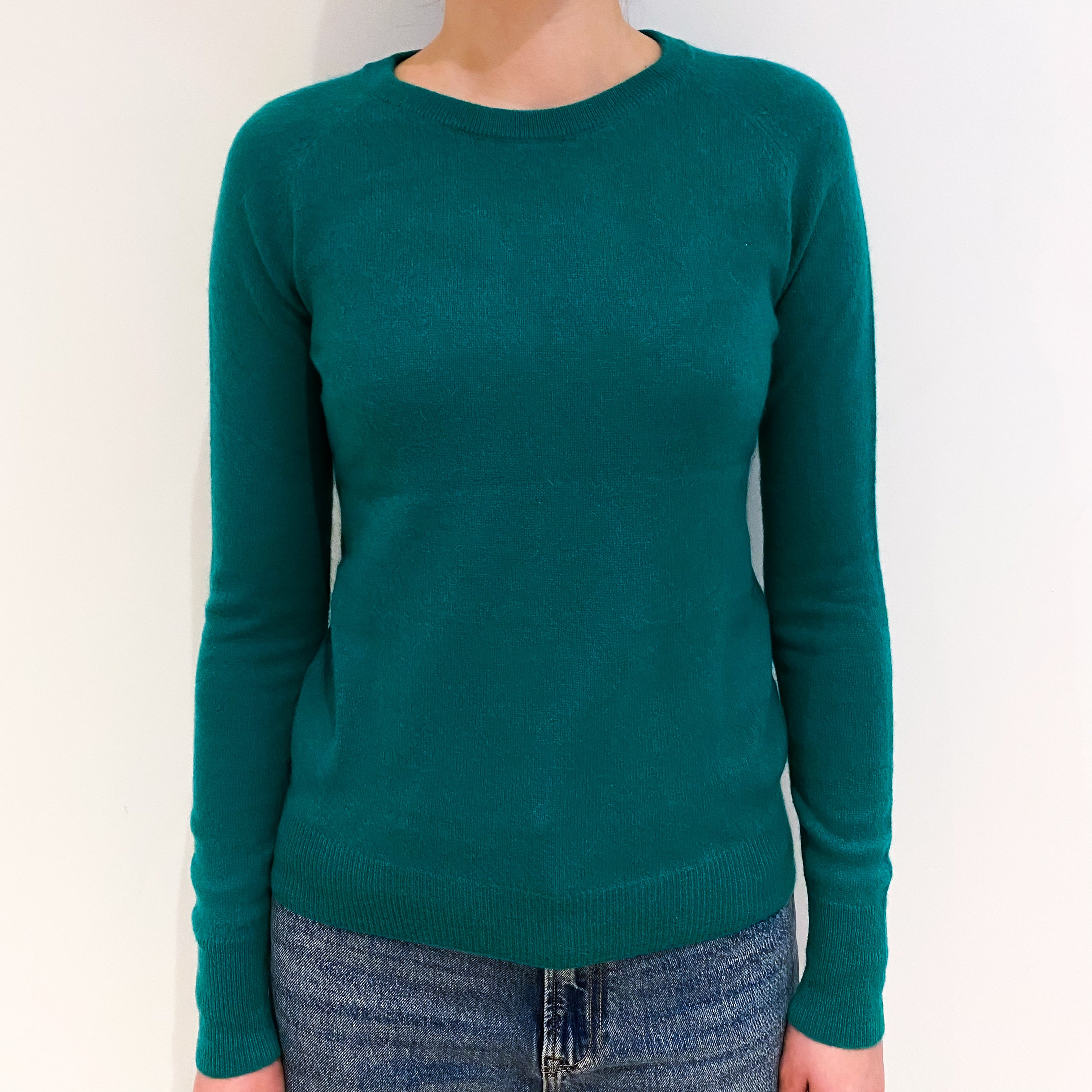 Sage Green Cashmere Crew Neck Jumper Extra Small