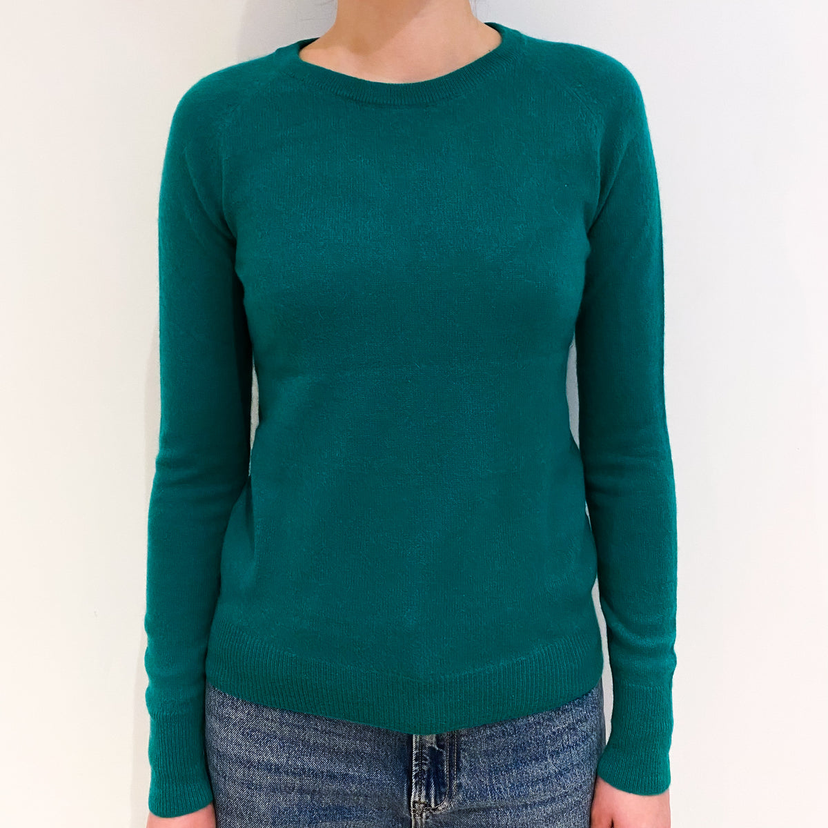 Sage Green Cashmere Crew Neck Jumper Extra Small