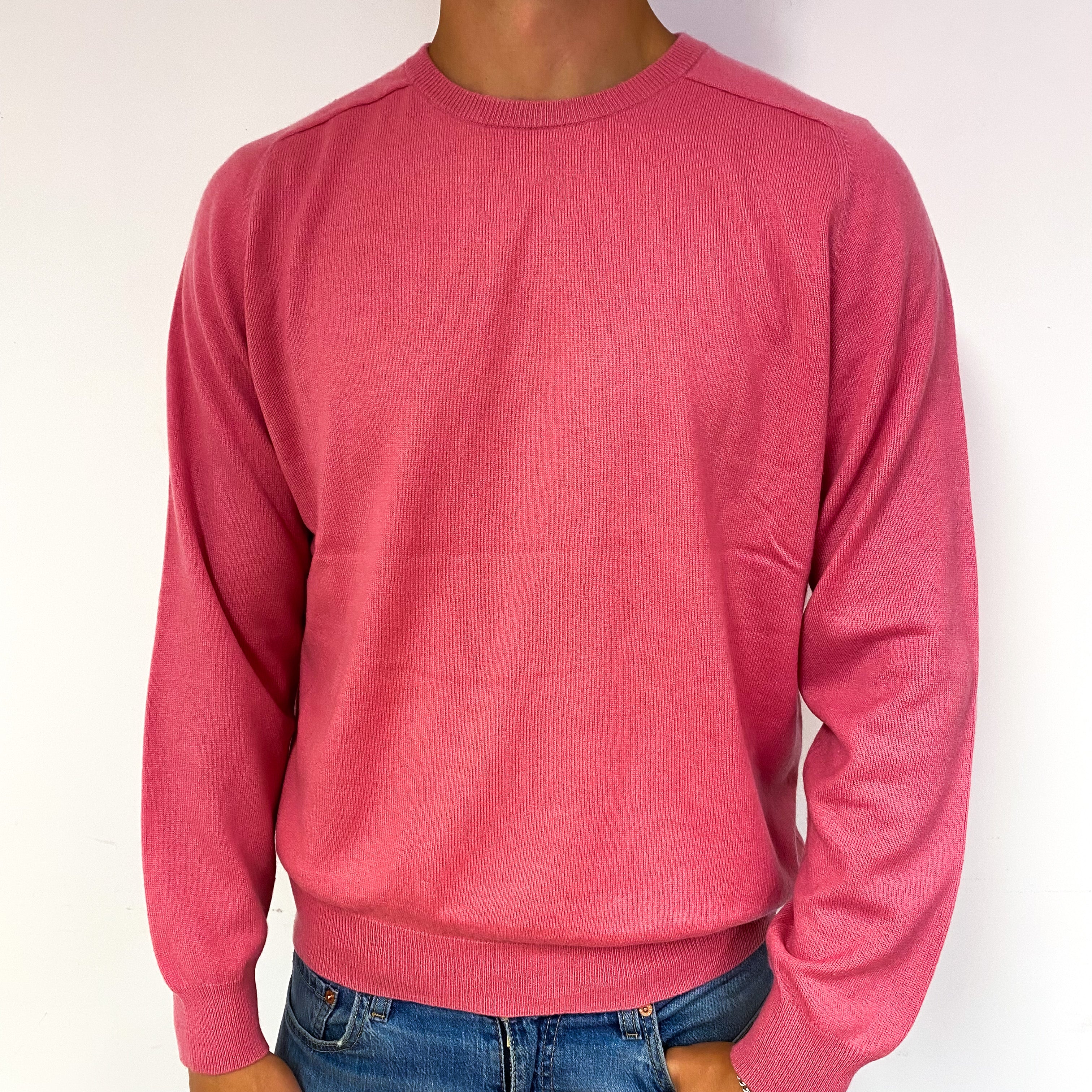 Men's Raspberry Smoothie Pink Cashmere Crew Neck Jumper XXL