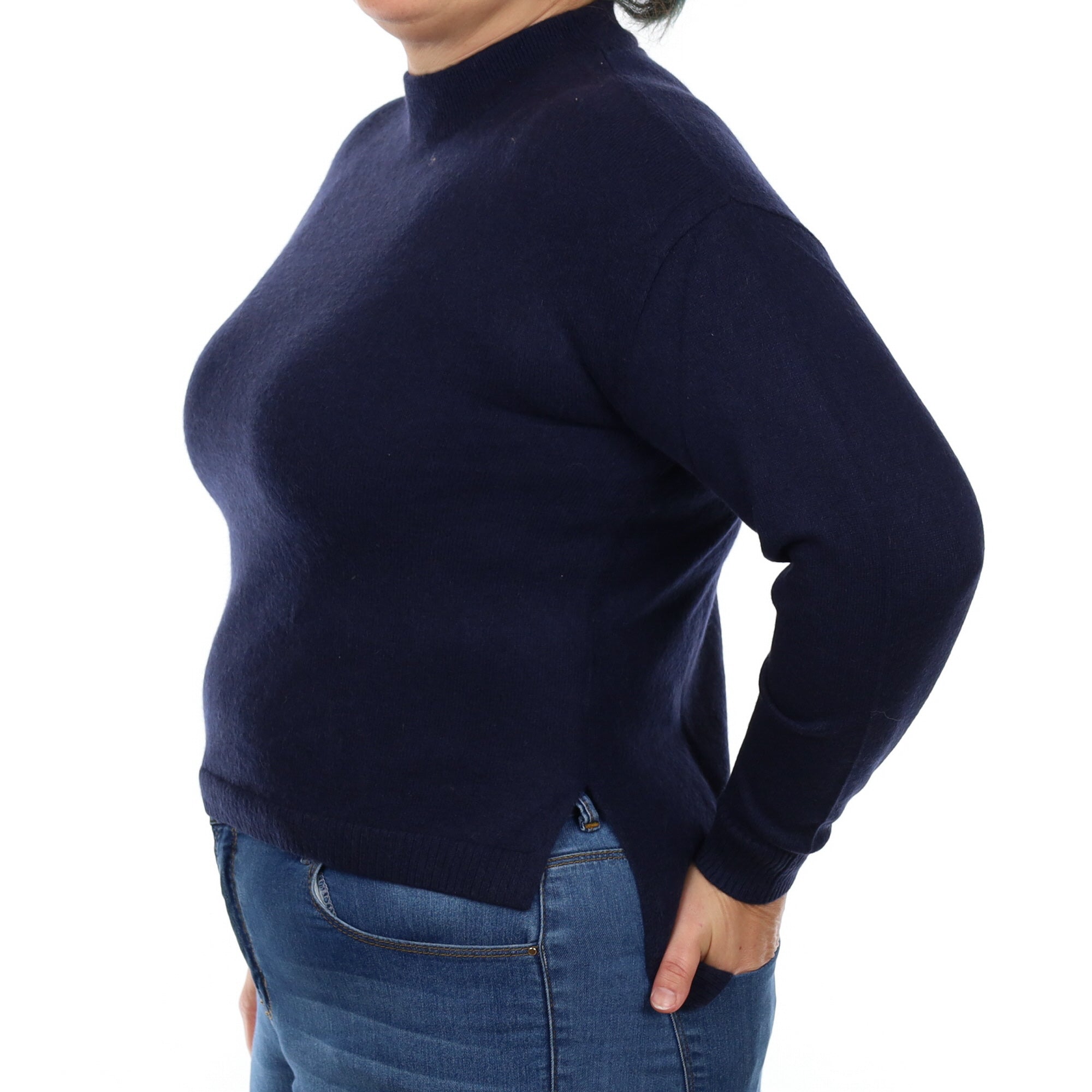 Navy Cashmere Turtle Neck Jumper Large