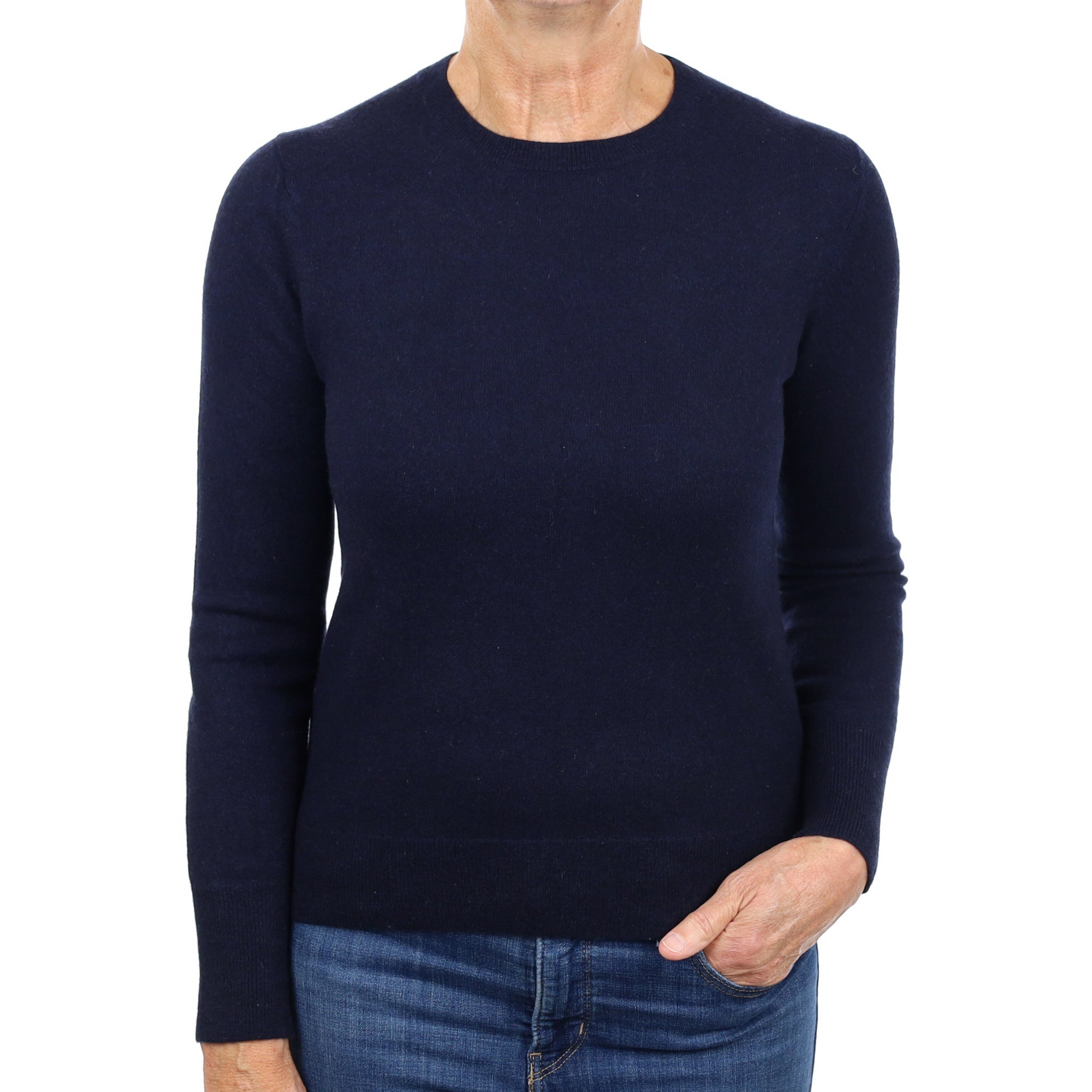 Navy Blue Cashmere Crew Neck Jumper Medium