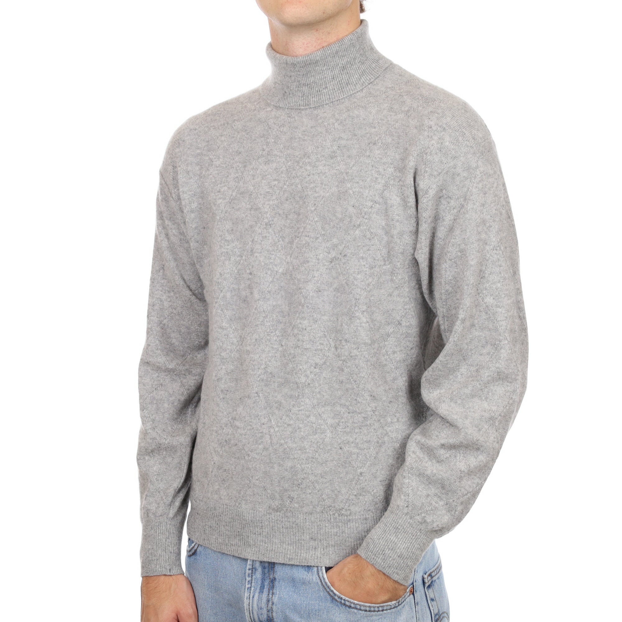 Men's Smoke Grey Cashmere Polo Neck Jumper Medium
