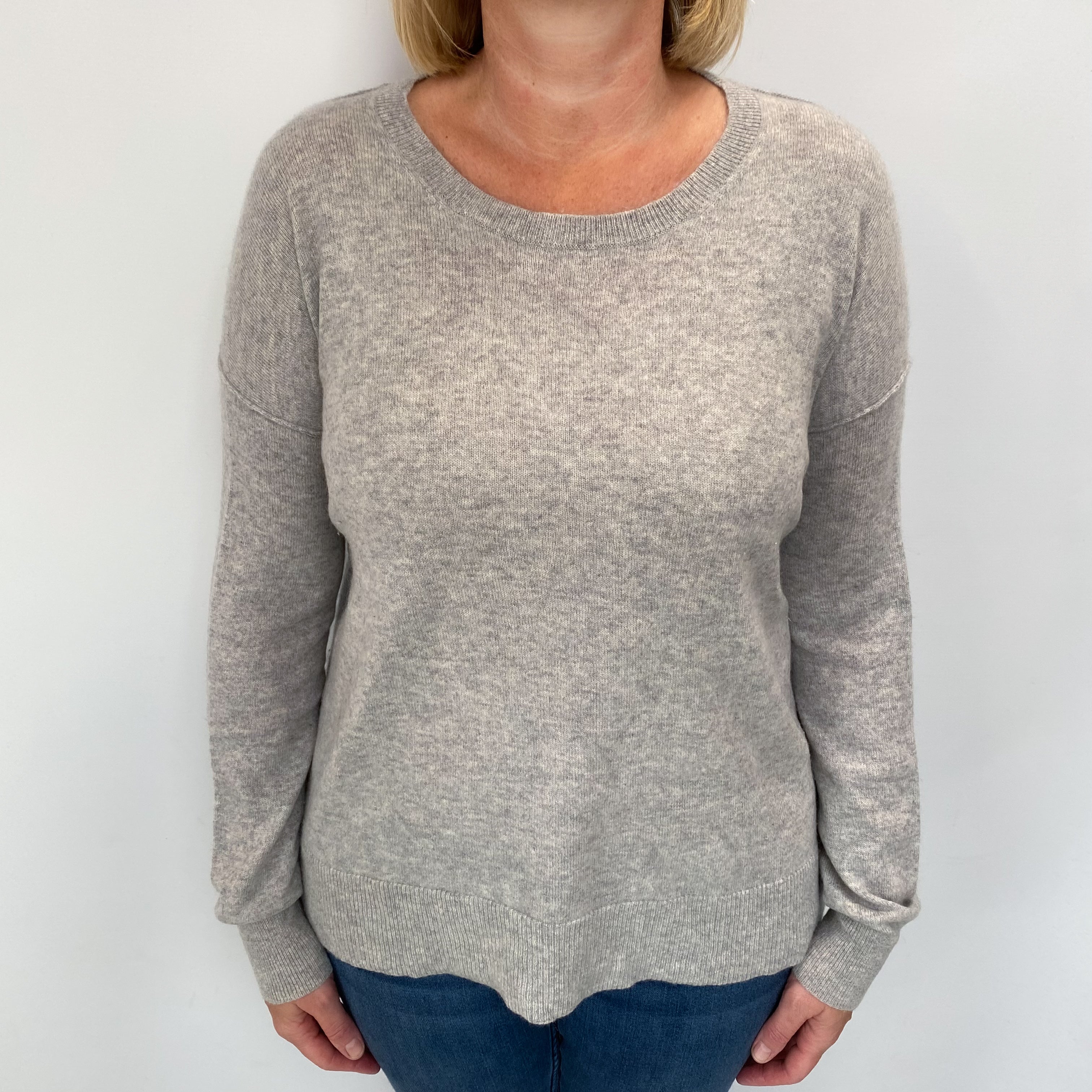 Smoke Grey Cashmere Crew Neck Jumper Large