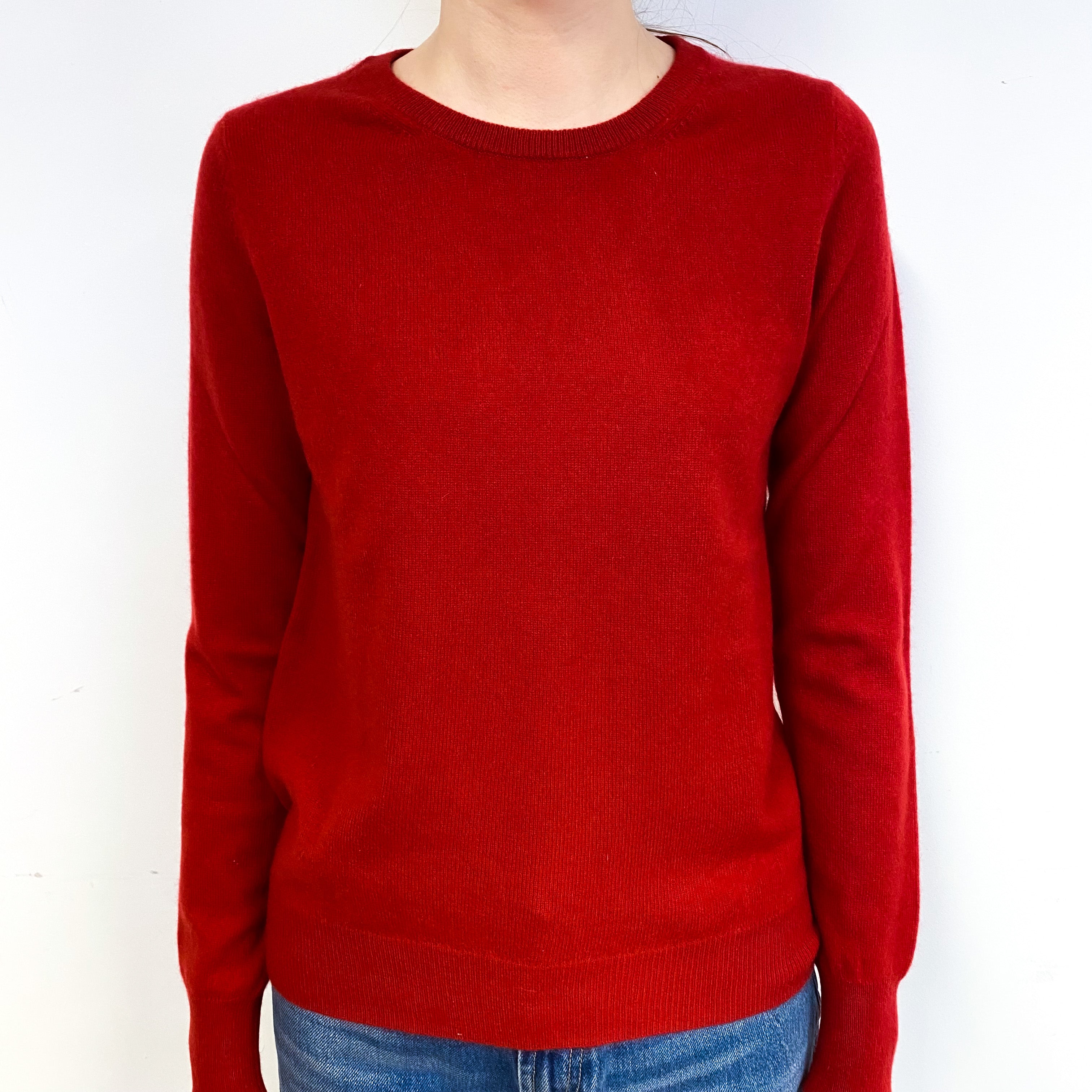 Post Box Red Cashmere Crew Neck Jumper Extra Small