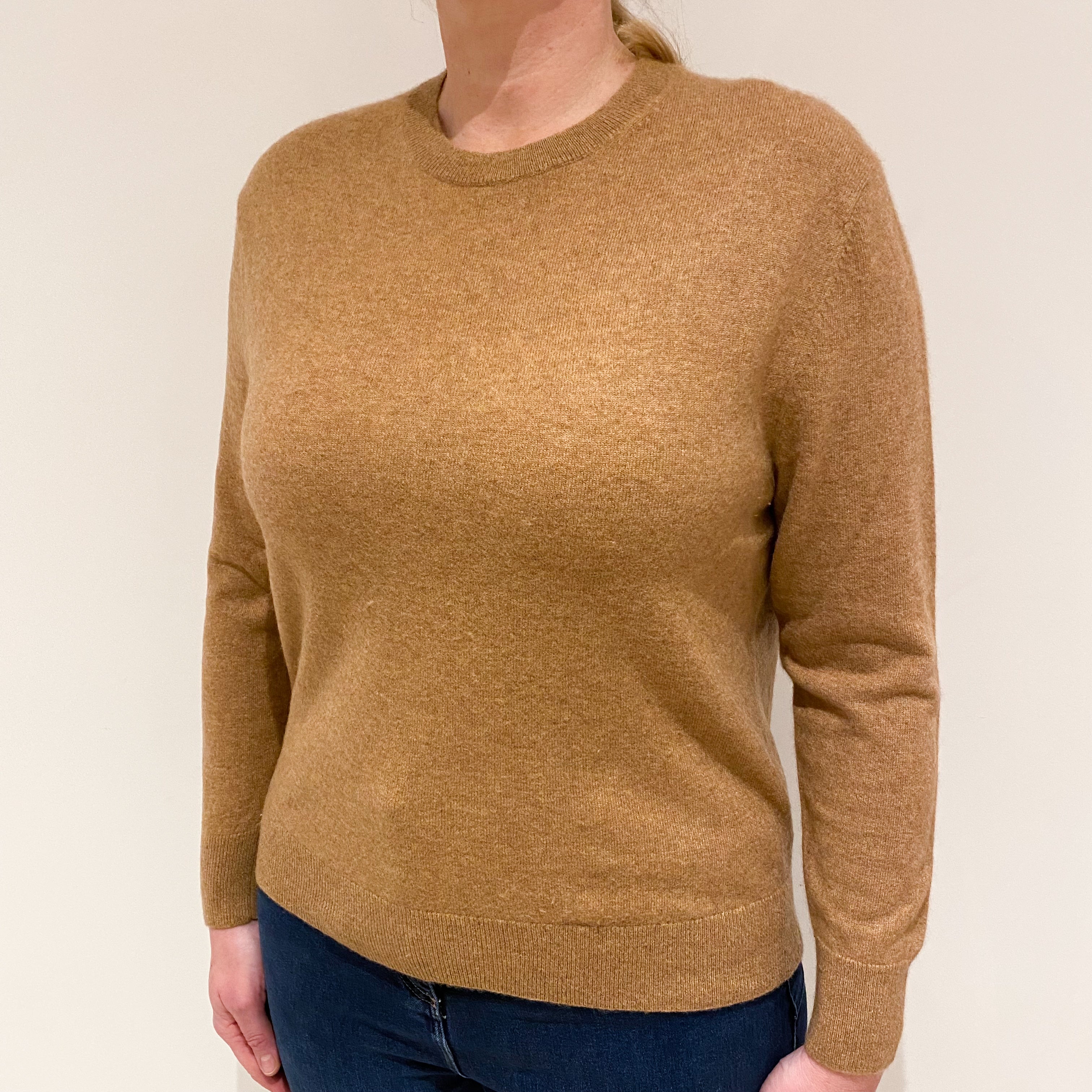 Butterscotch Brown Cashmere Crew Neck Jumper Large