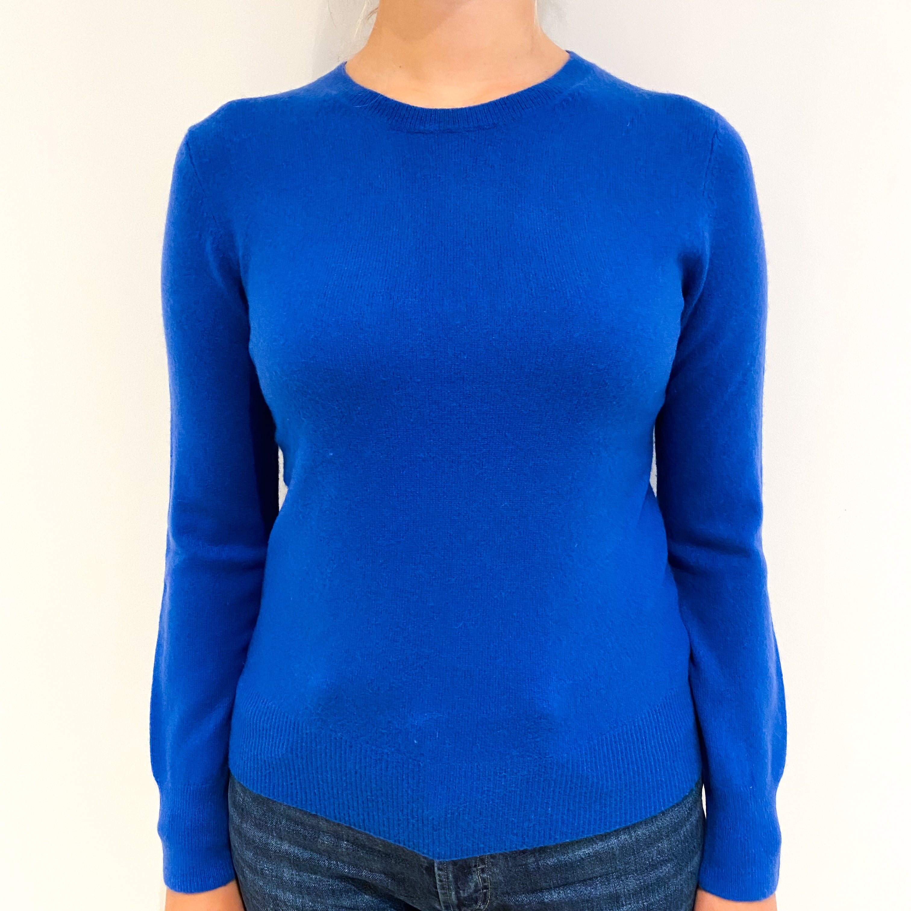 Peacock Blue Cashmere Crew Neck Jumper Small