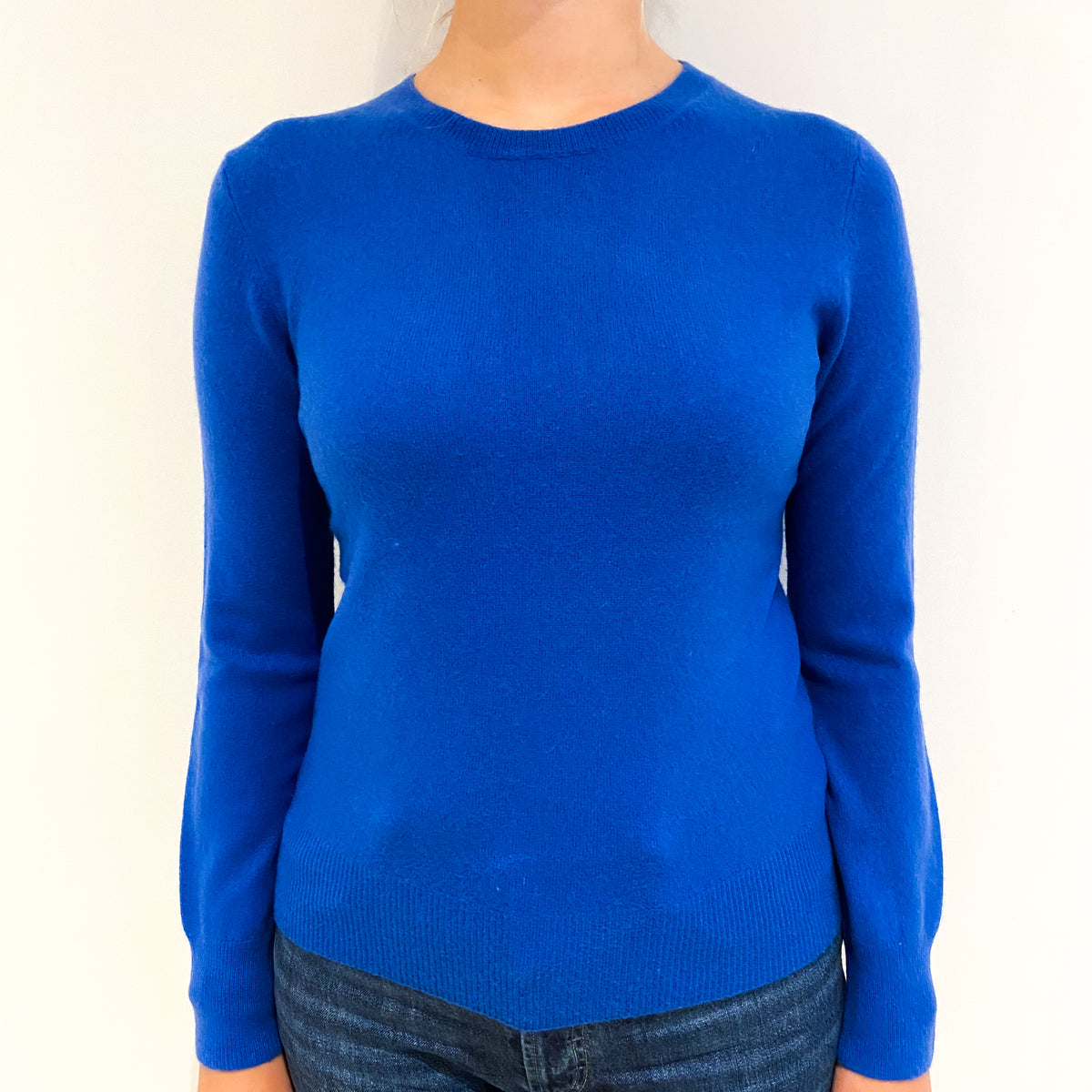 Peacock Blue Cashmere Crew Neck Jumper Small