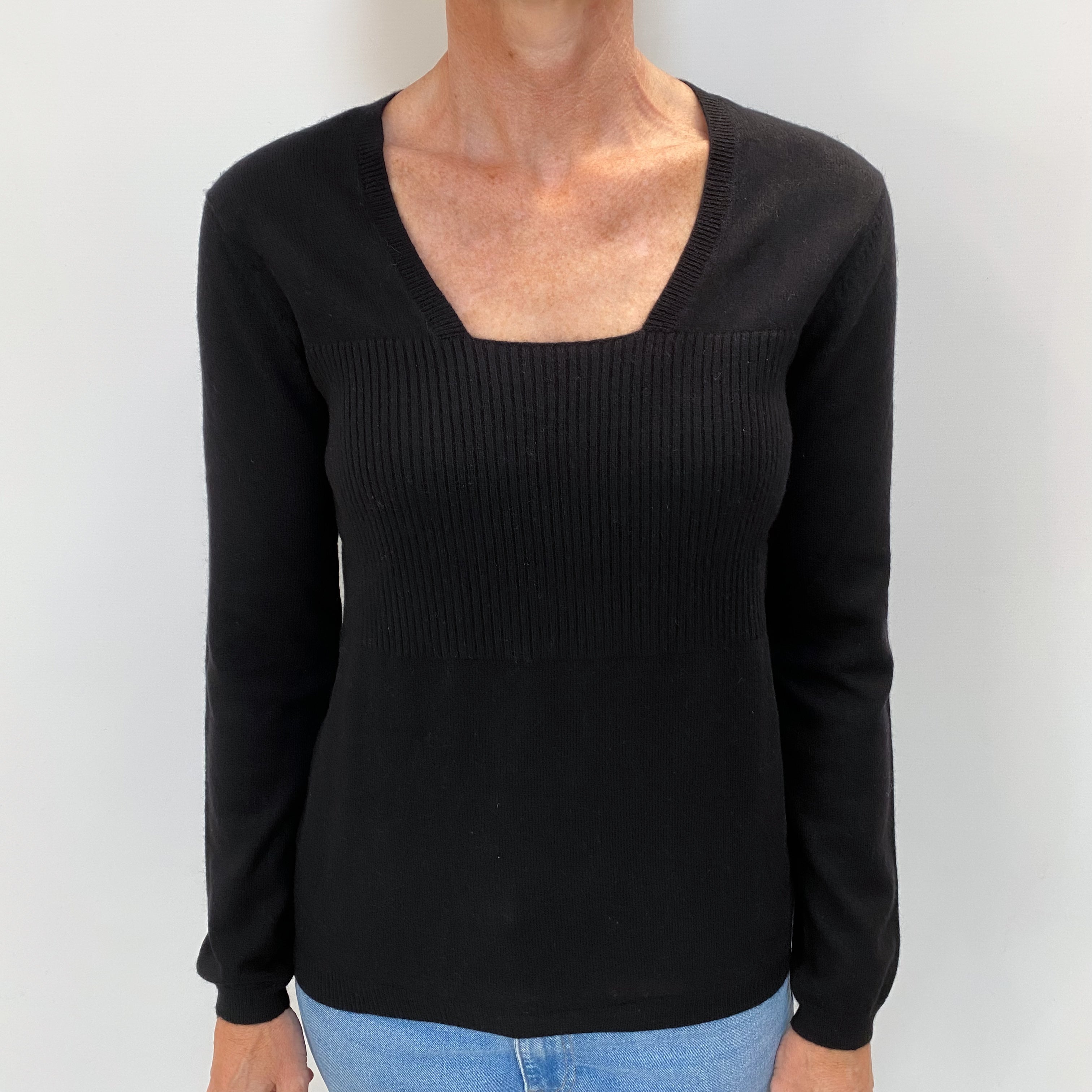 Black Cashmere Scoop Neck Jumper Small