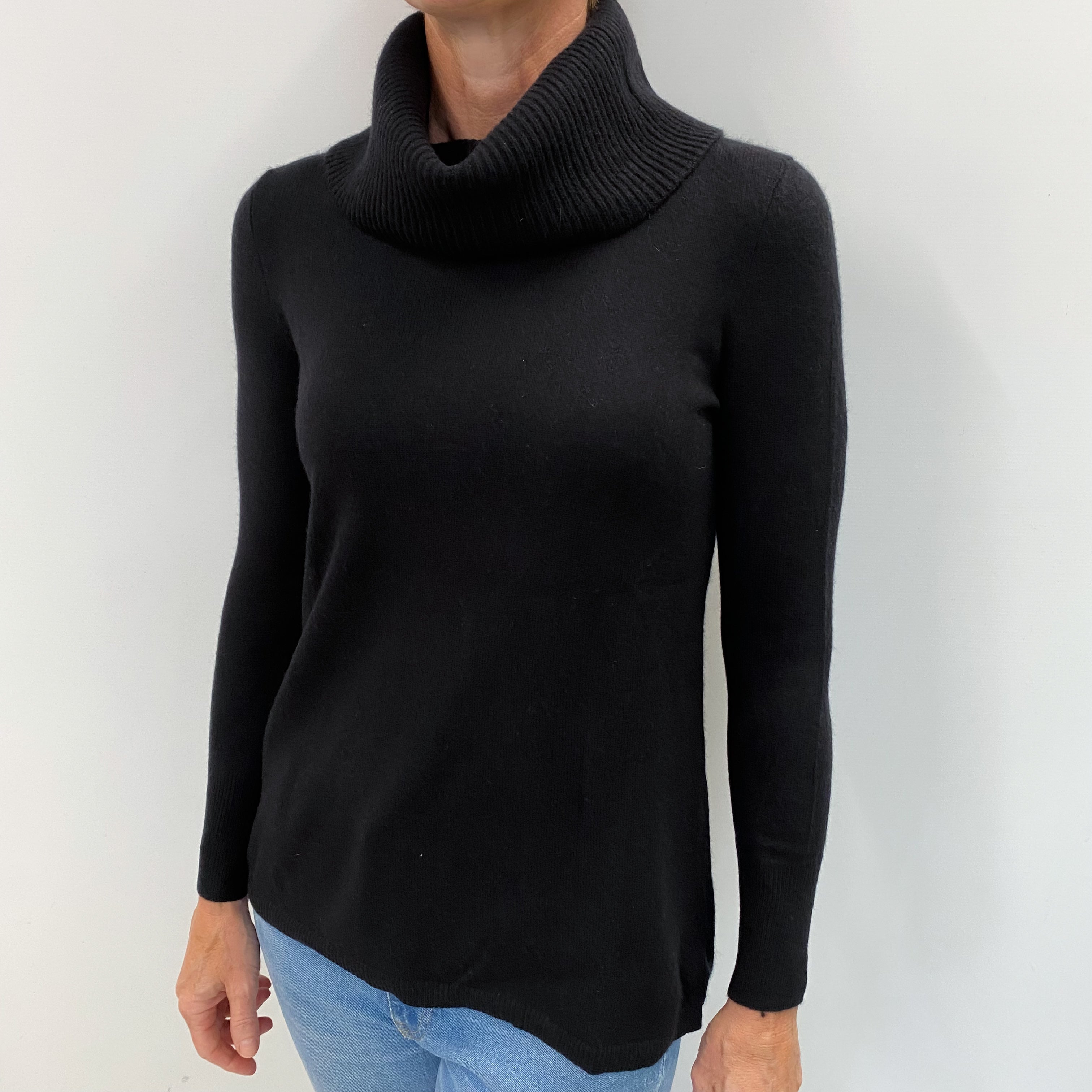 Black Cashmere Cowl Neck Jumper Small