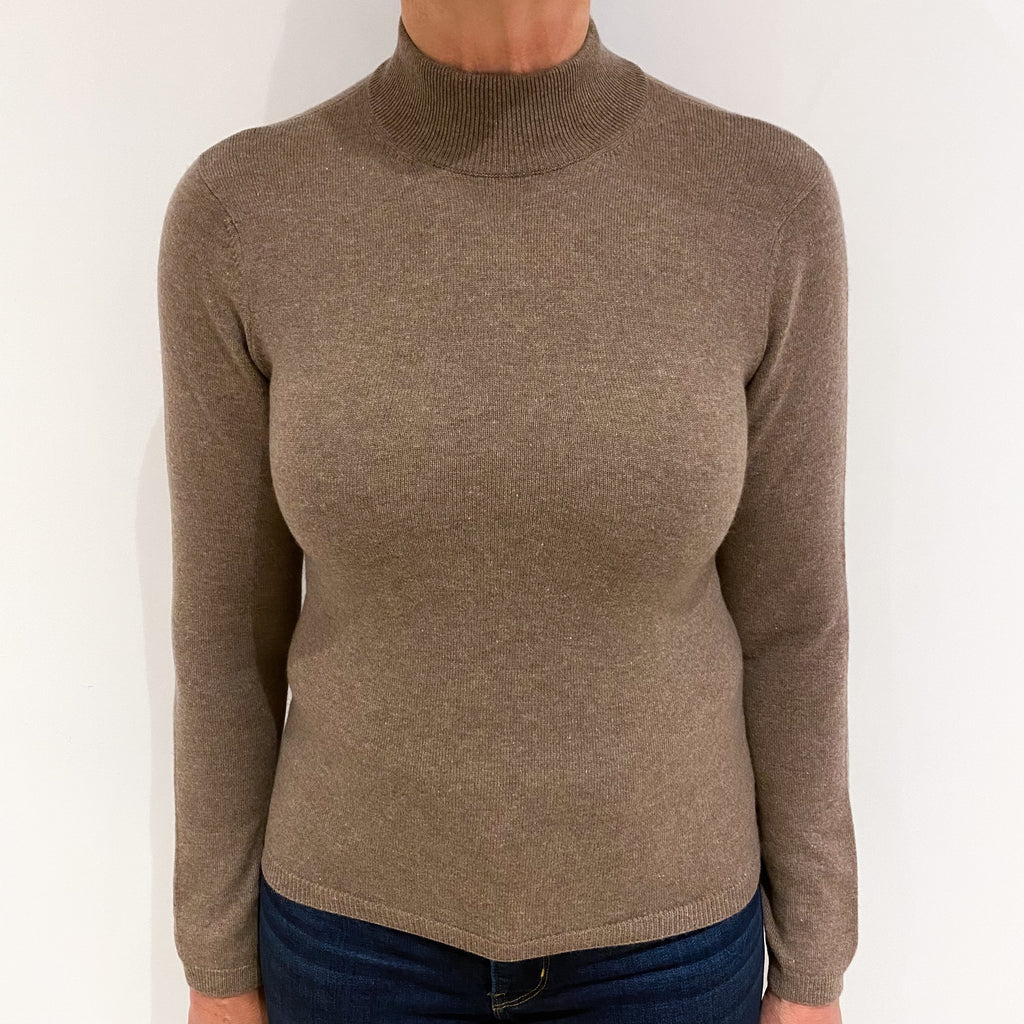 Mocha Brown Cashmere Turtle Neck Jumper Medium