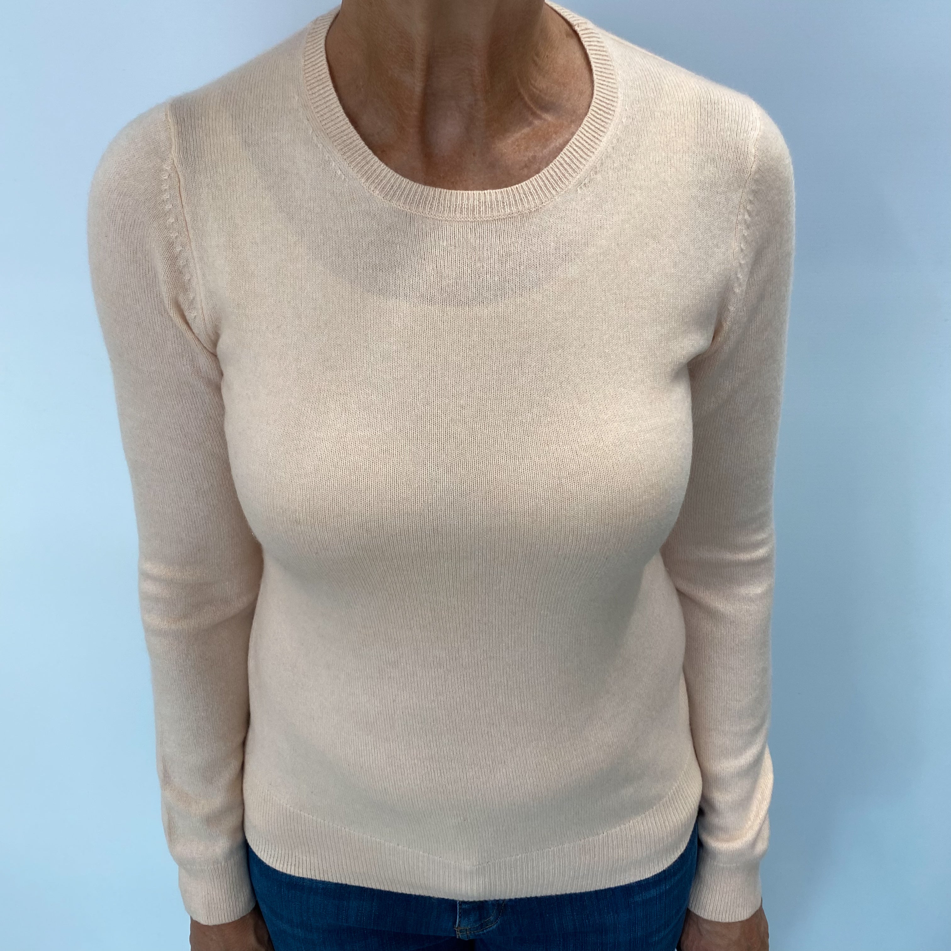 Shell Pink Cashmere Crew Neck Jumper Medium