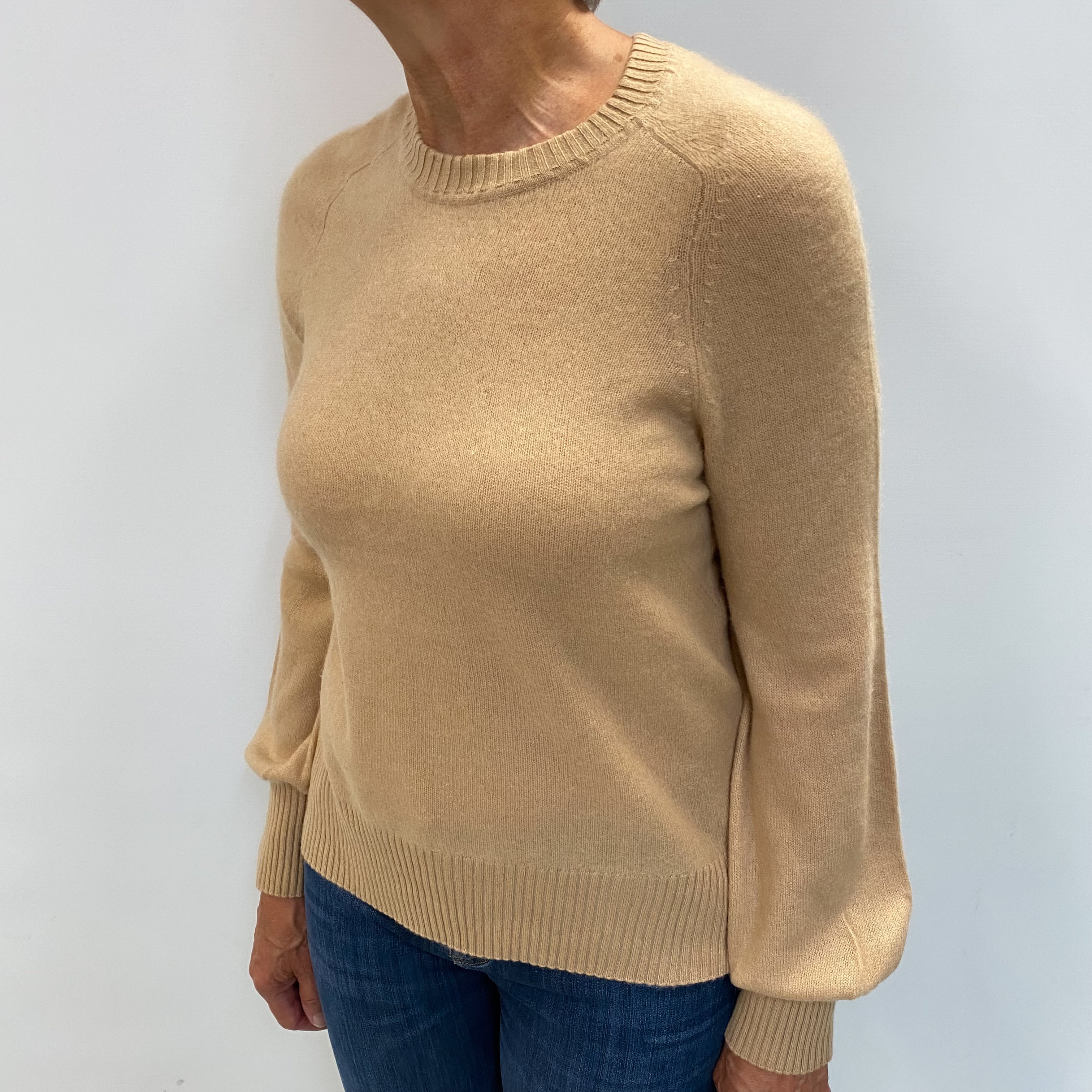 Caramel Brown Cashmere Crew Neck Jumper Medium