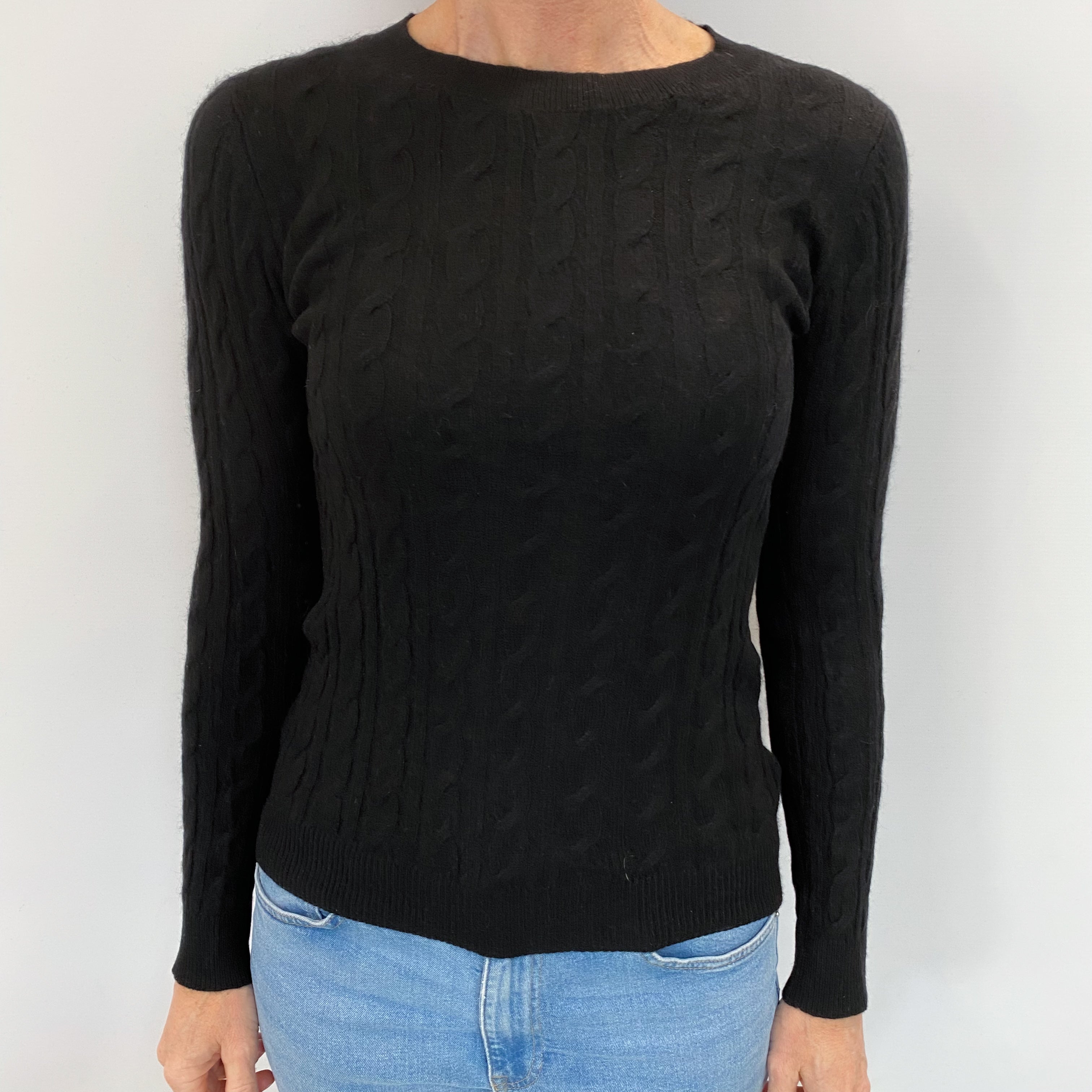 Black Cashmere Crew Neck Jumper Small