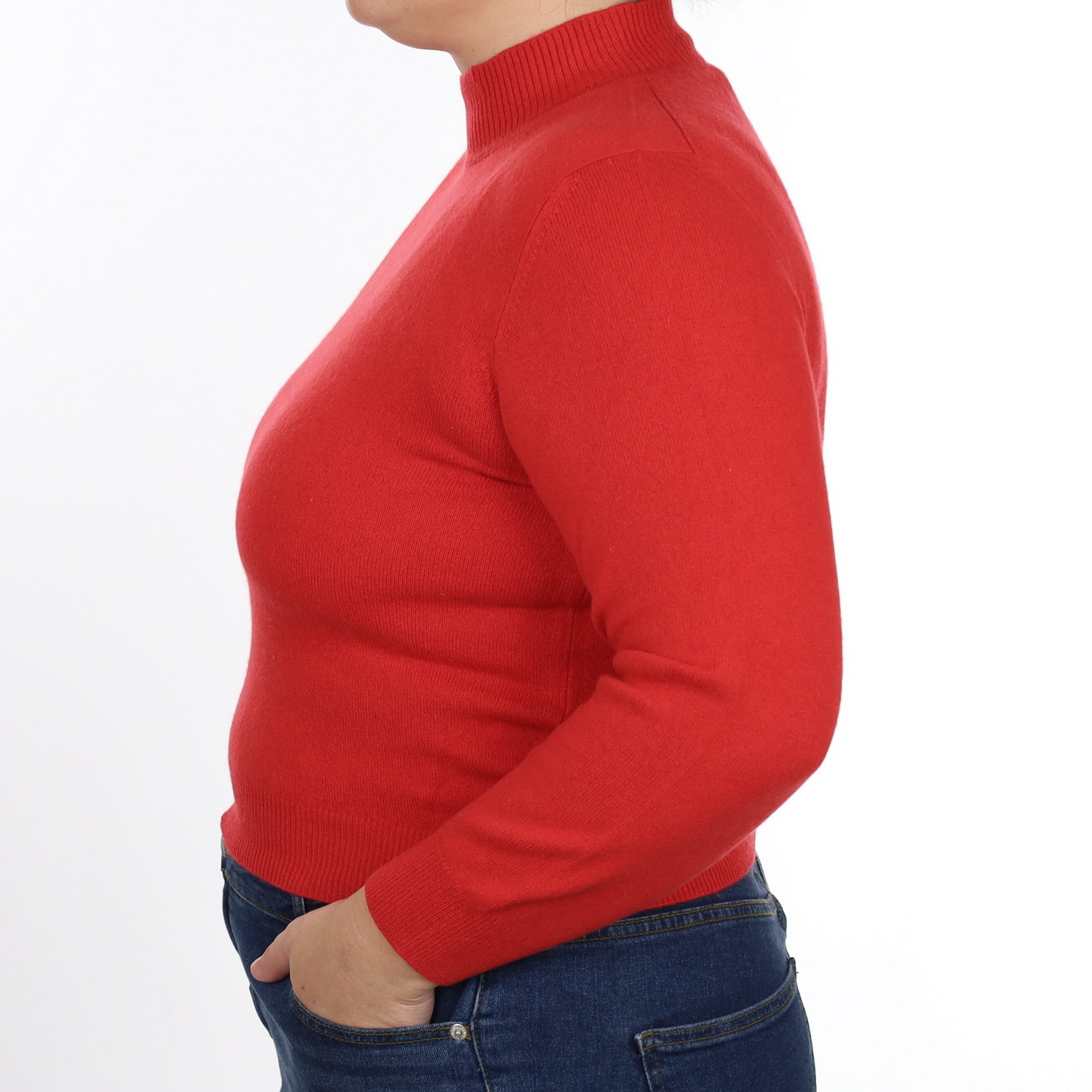 Scarlet Red Cashmere Turtle Neck Jumper Large