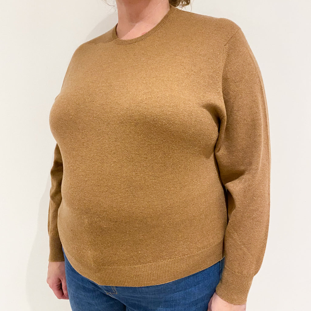 Scottish Butterscotch Brown Cashmere Crew Neck Jumper Extra Large