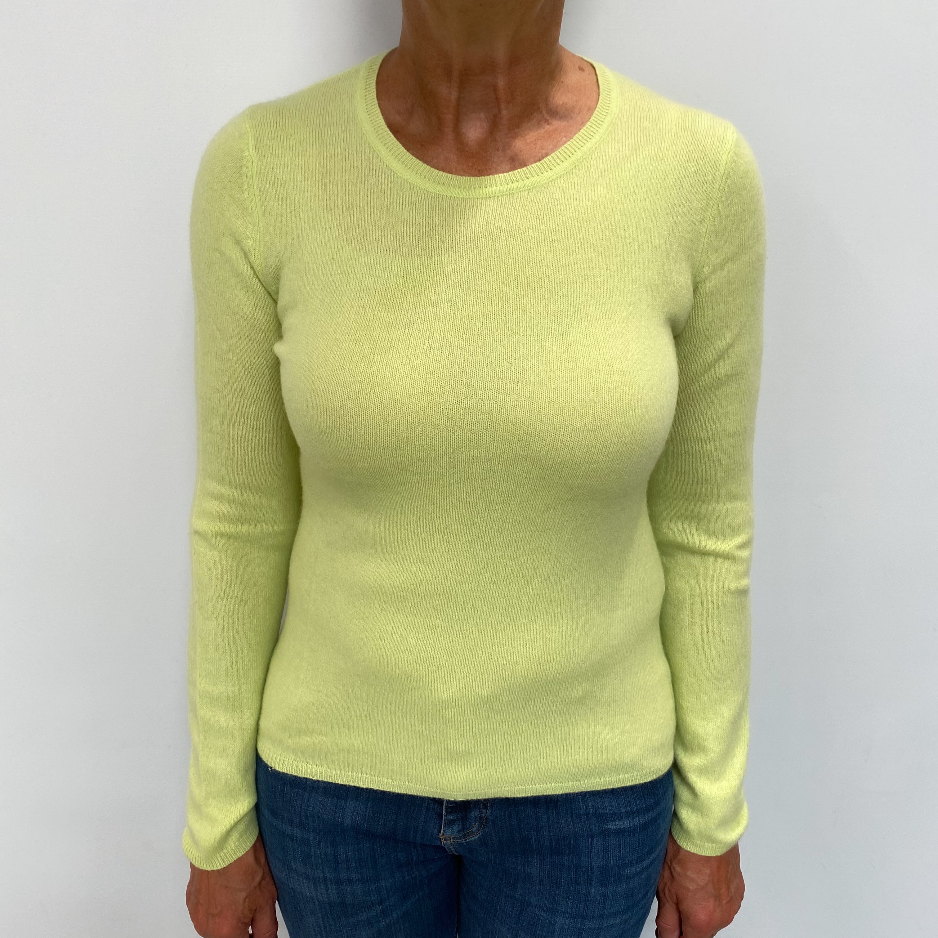 Pistachio Green Cashmere Crew Neck Jumper Medium