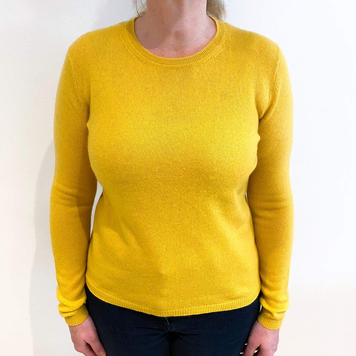 Sunflower Yellow Cashmere Crew Neck Jumper Large