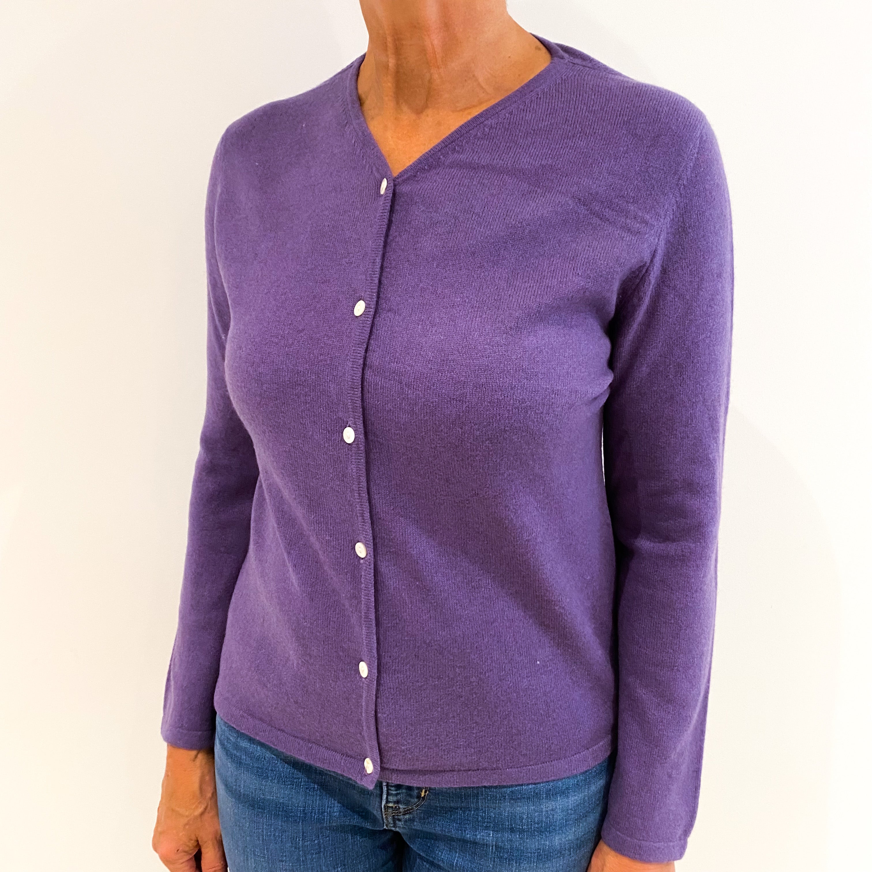 Iris Purple Cashmere V-Neck Cardigan Medium