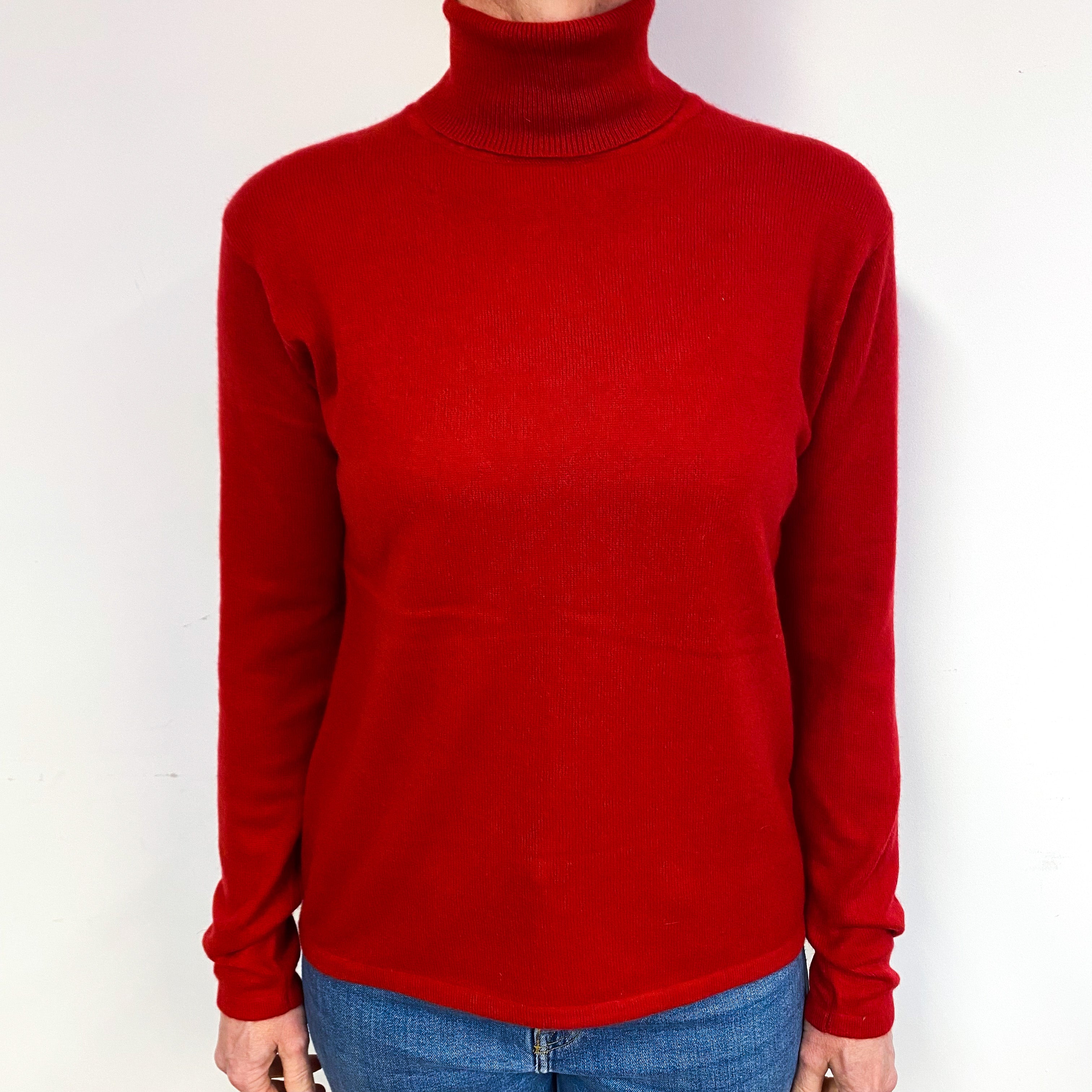 Scarlett Red Cashmere Polo Neck Jumper Medium