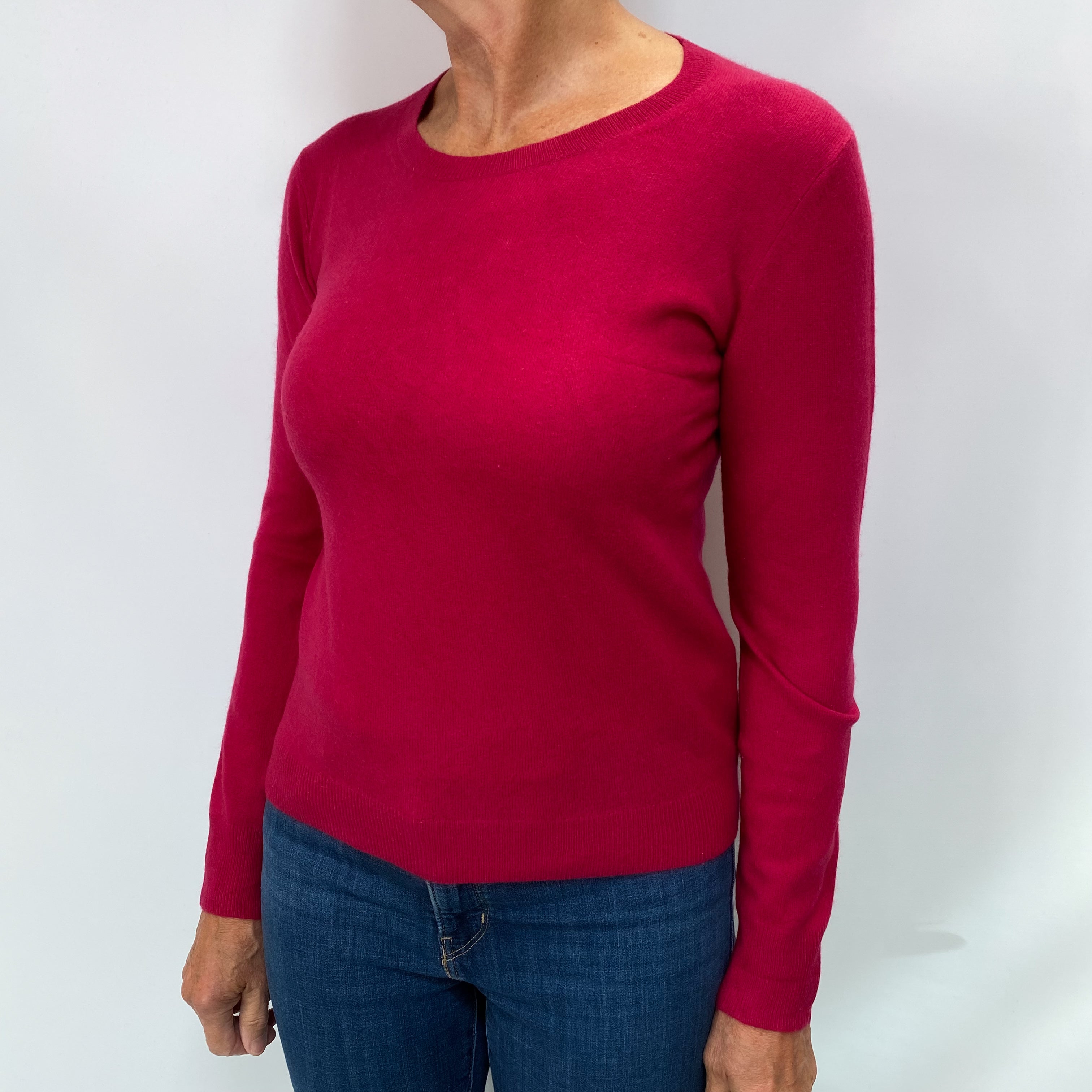 Cherry Red Cashmere Crew Neck Jumper Medium