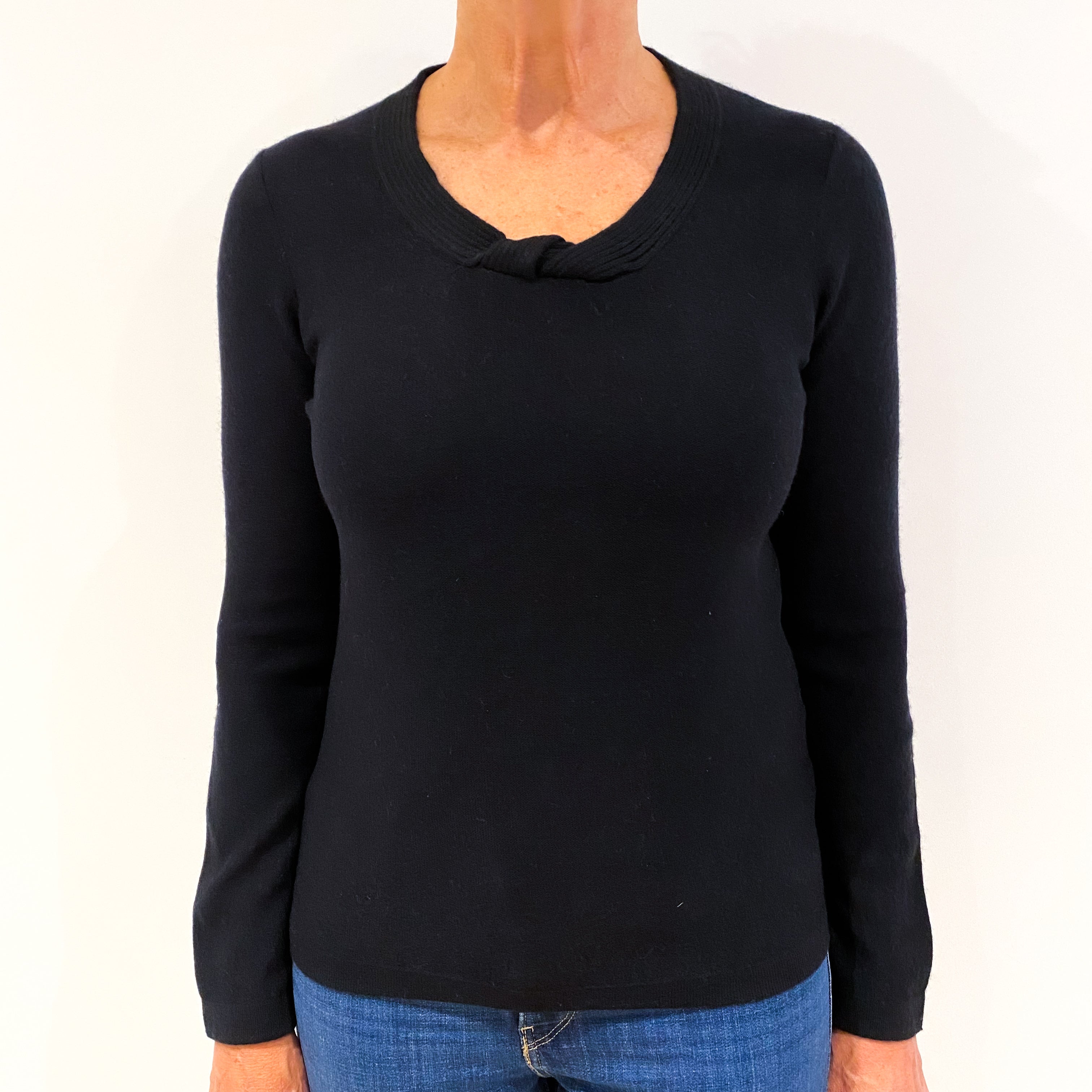 Black Cashmere V-Neck Jumper Medium