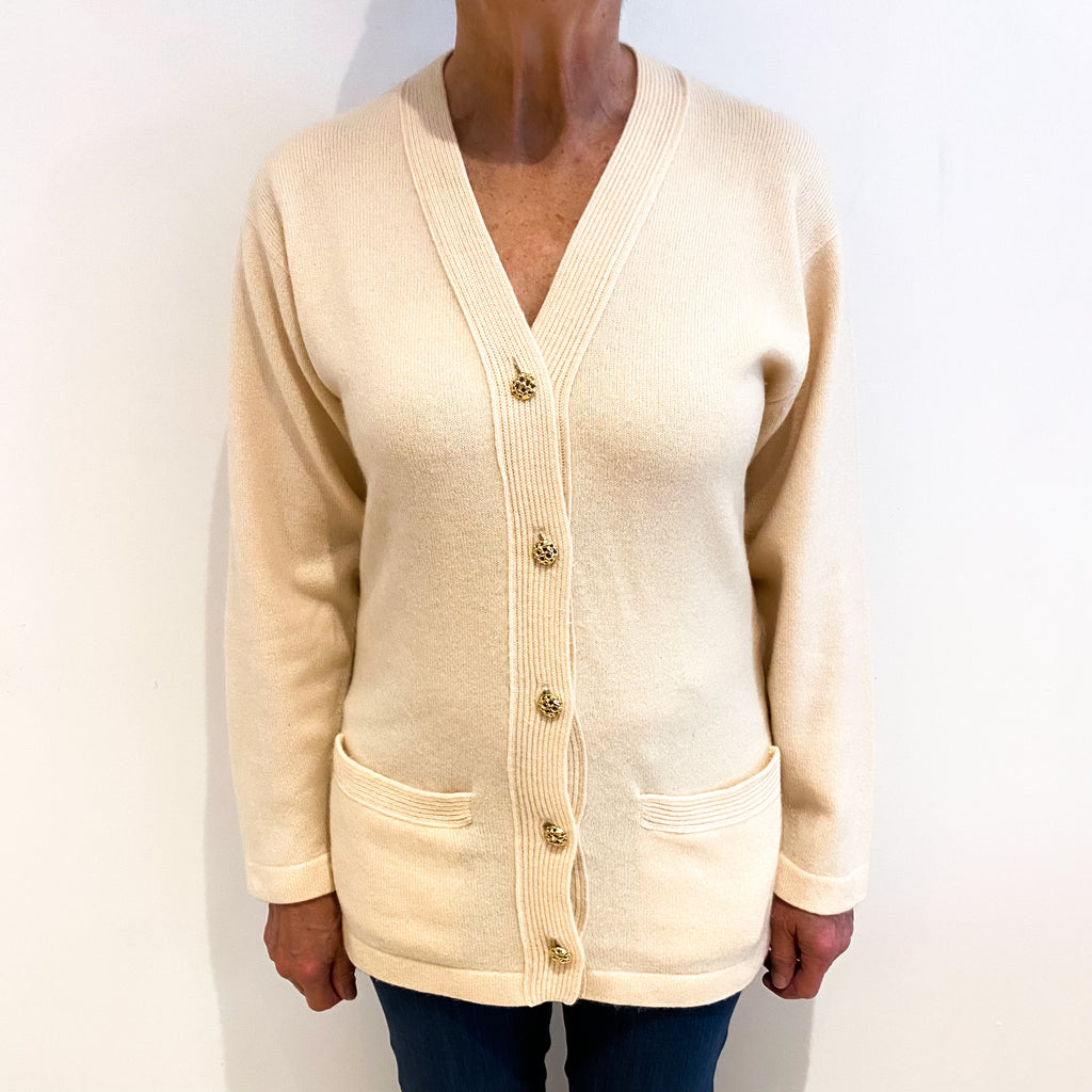 Johnstone’s Scottish Palest Peach Cashmere V Neck Cardigan Medium