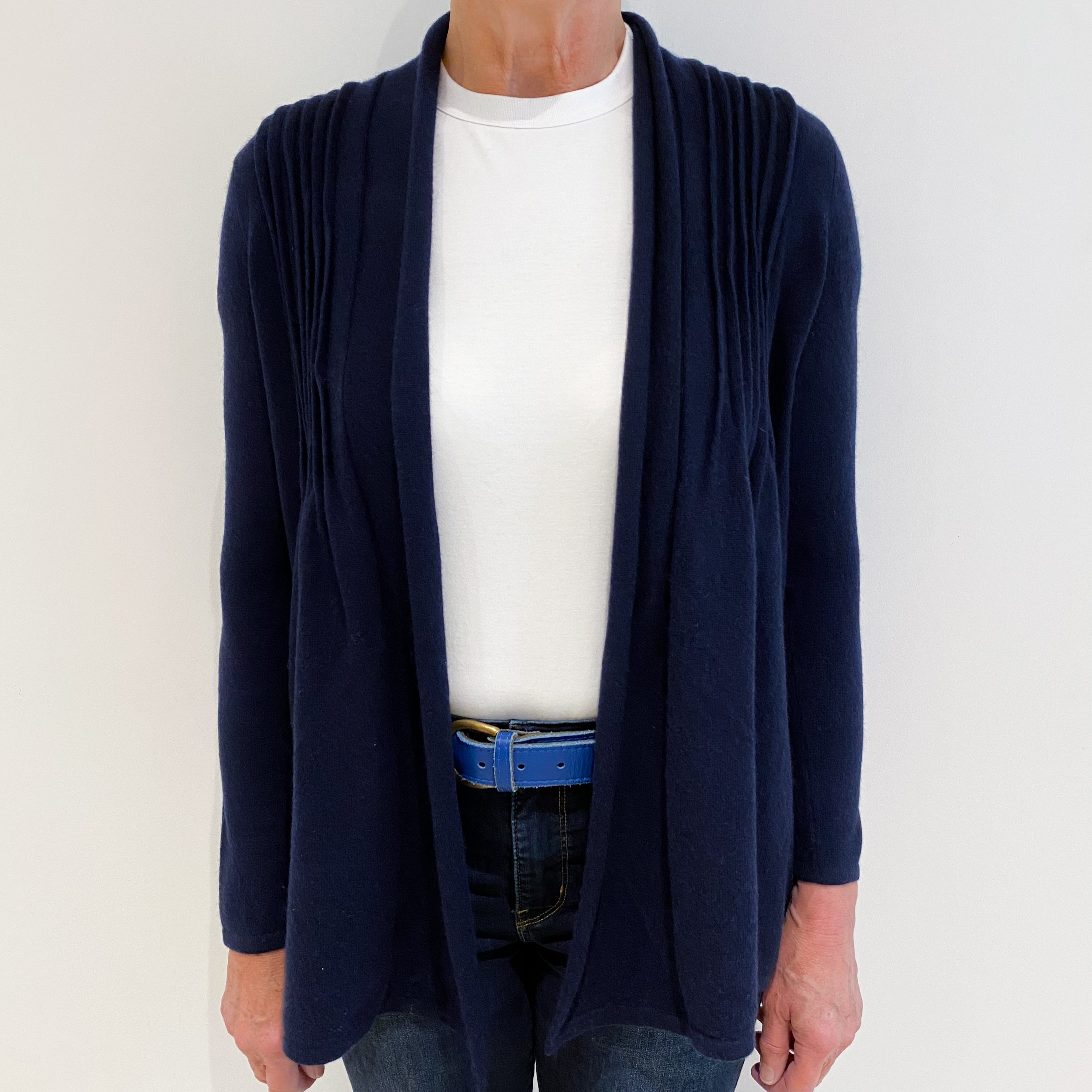 Navy Blue Cashmere Edge to Edge Cardigan Medium