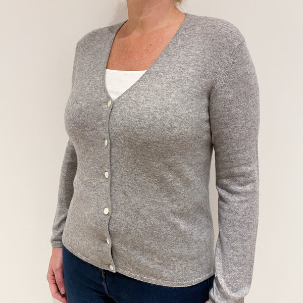 Grey Cashmere V-Neck Cardigan Large