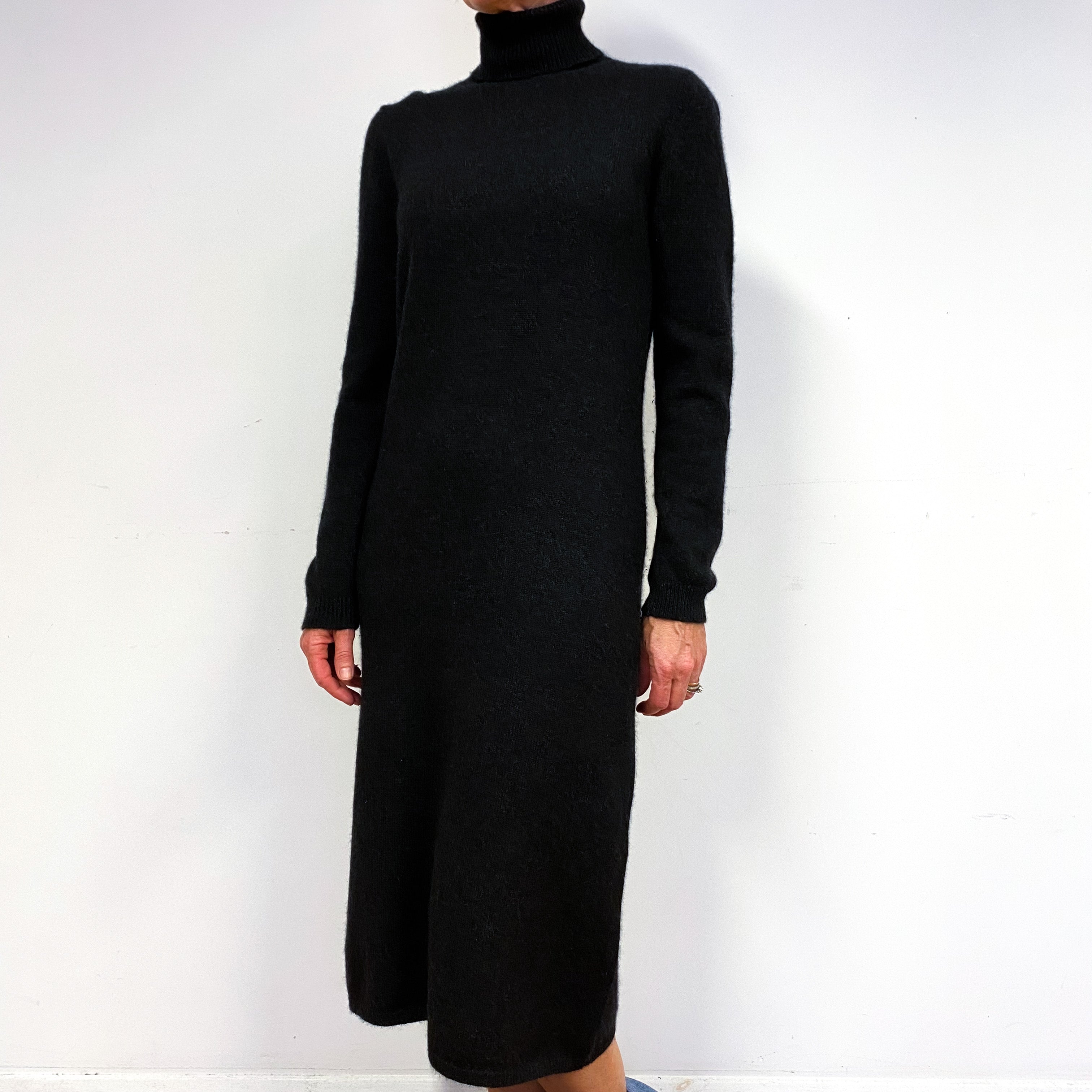 Ralph Lauren Charcoal Grey Cashmere Polo Neck Jumper Dress Medium