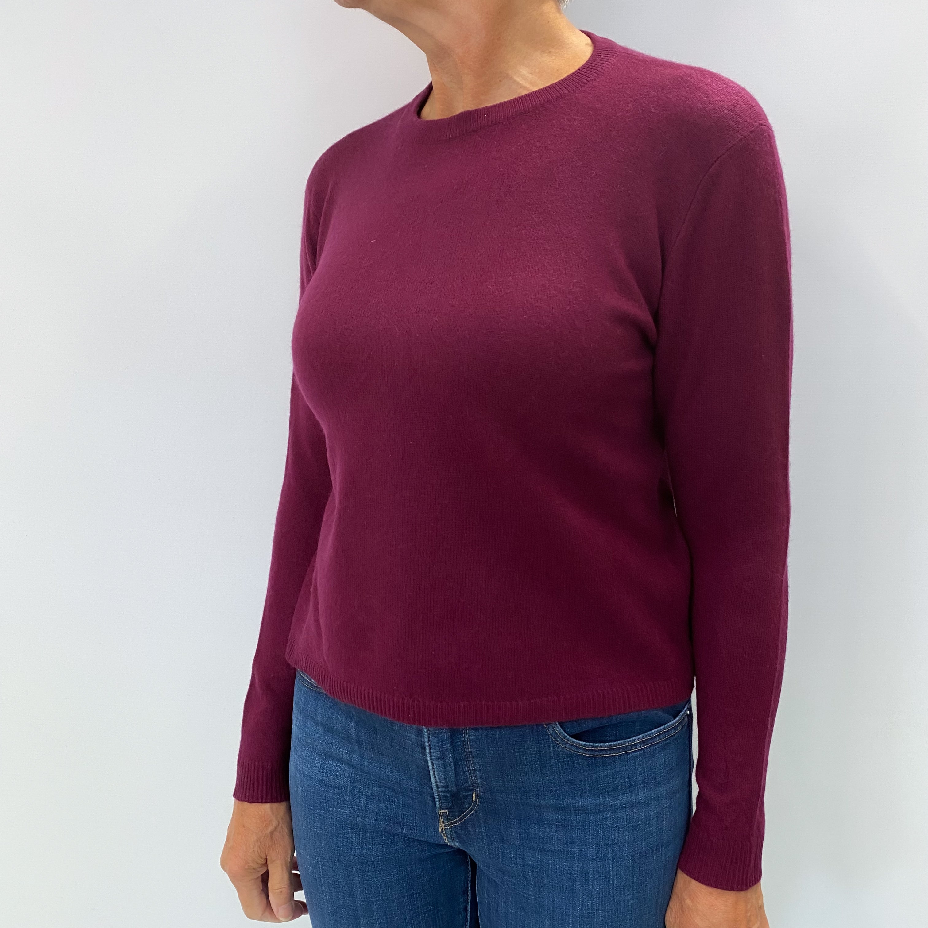 Mulberry Purple Cashmere Crew Neck Jumper Medium