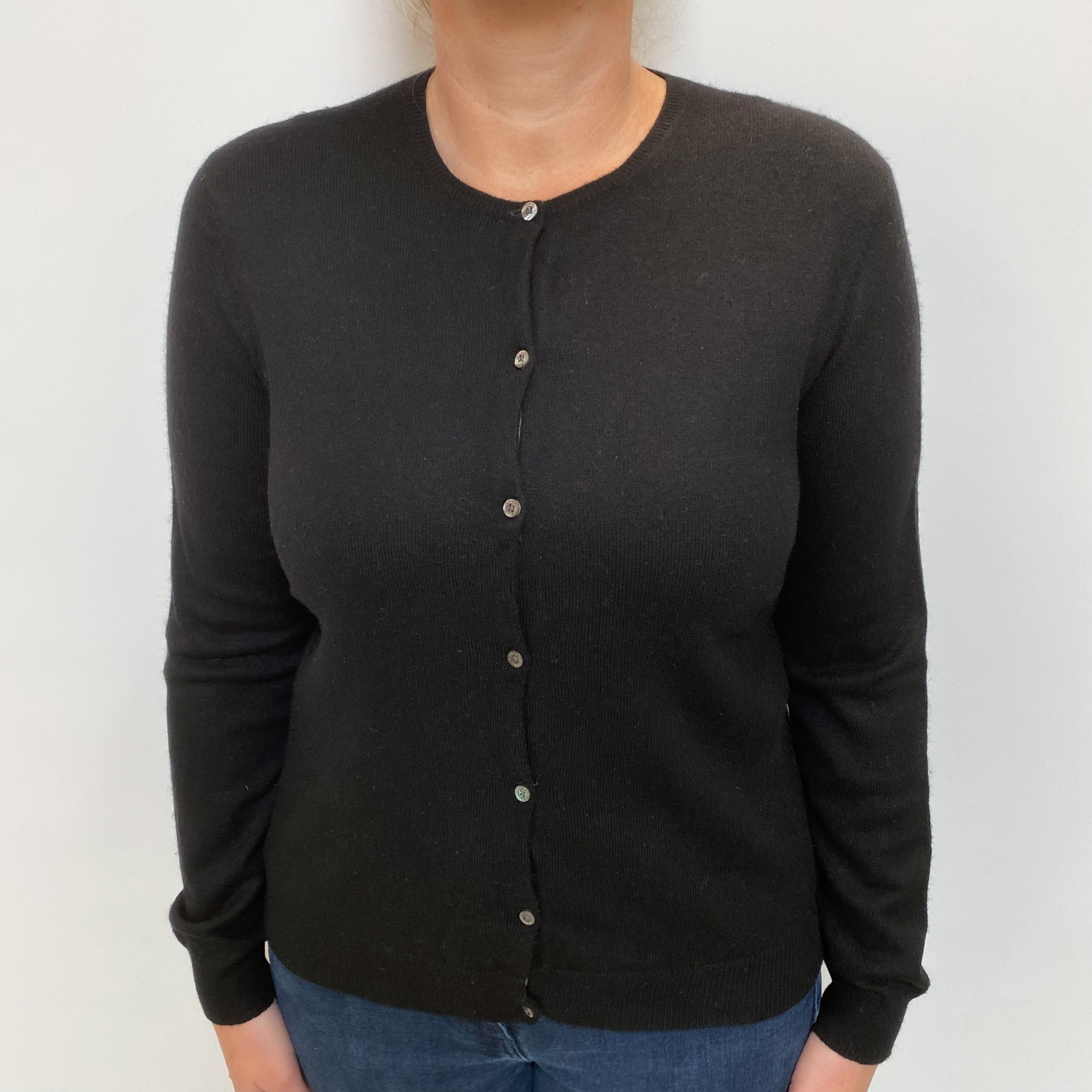 Ralph Lauren Black Cashmere Crew Neck Cardigan Large