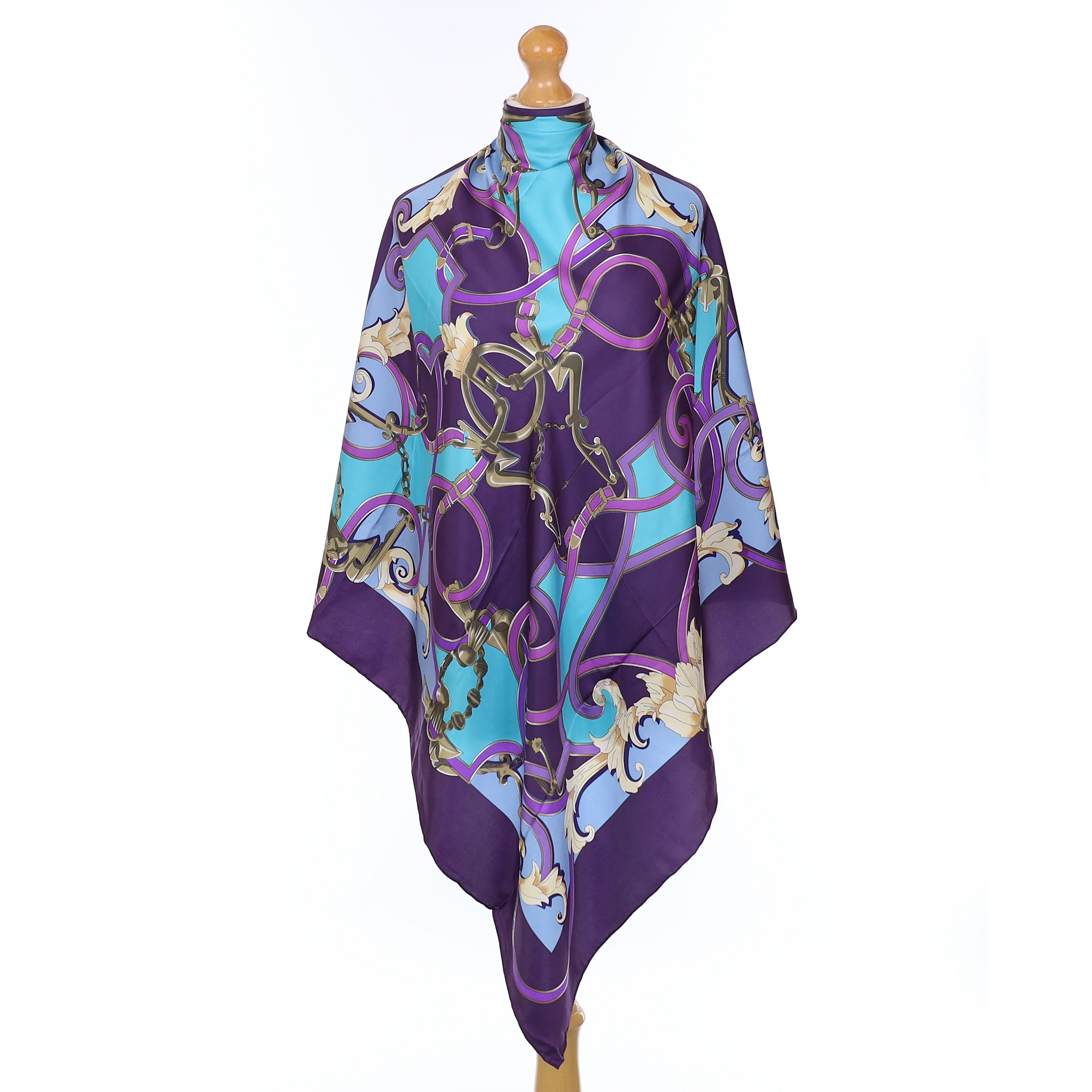 Brand New Purple Equestrian Silk Scarf