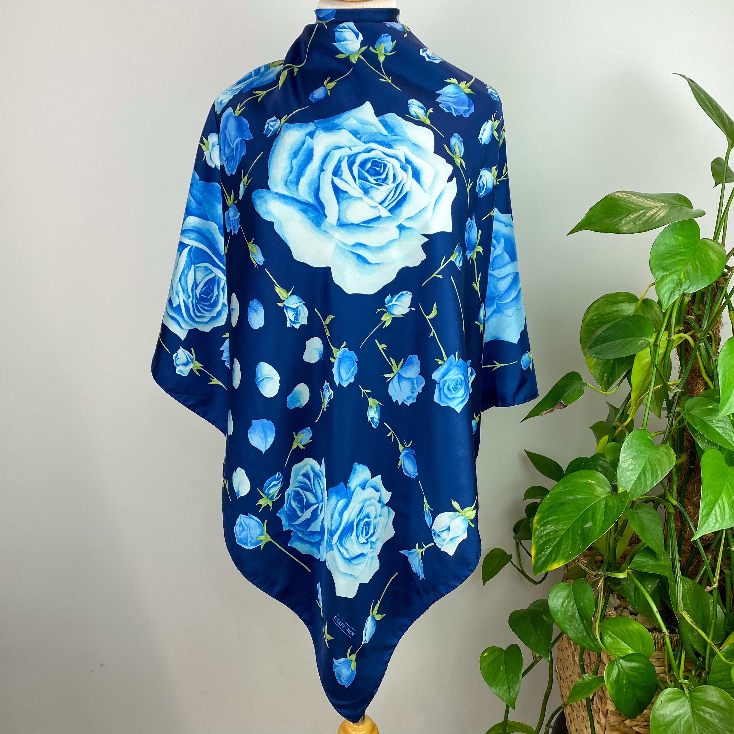 Immaculate Carpe Diem Blue Silk Scarf