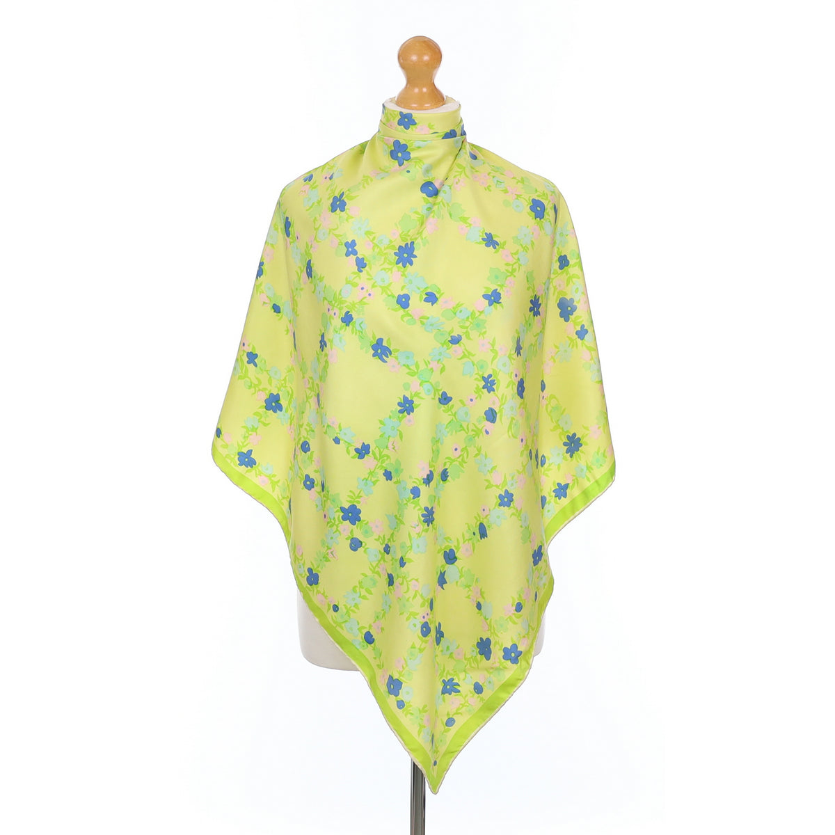 1960’s Lime Green Floral Vintage Silk Scarf
