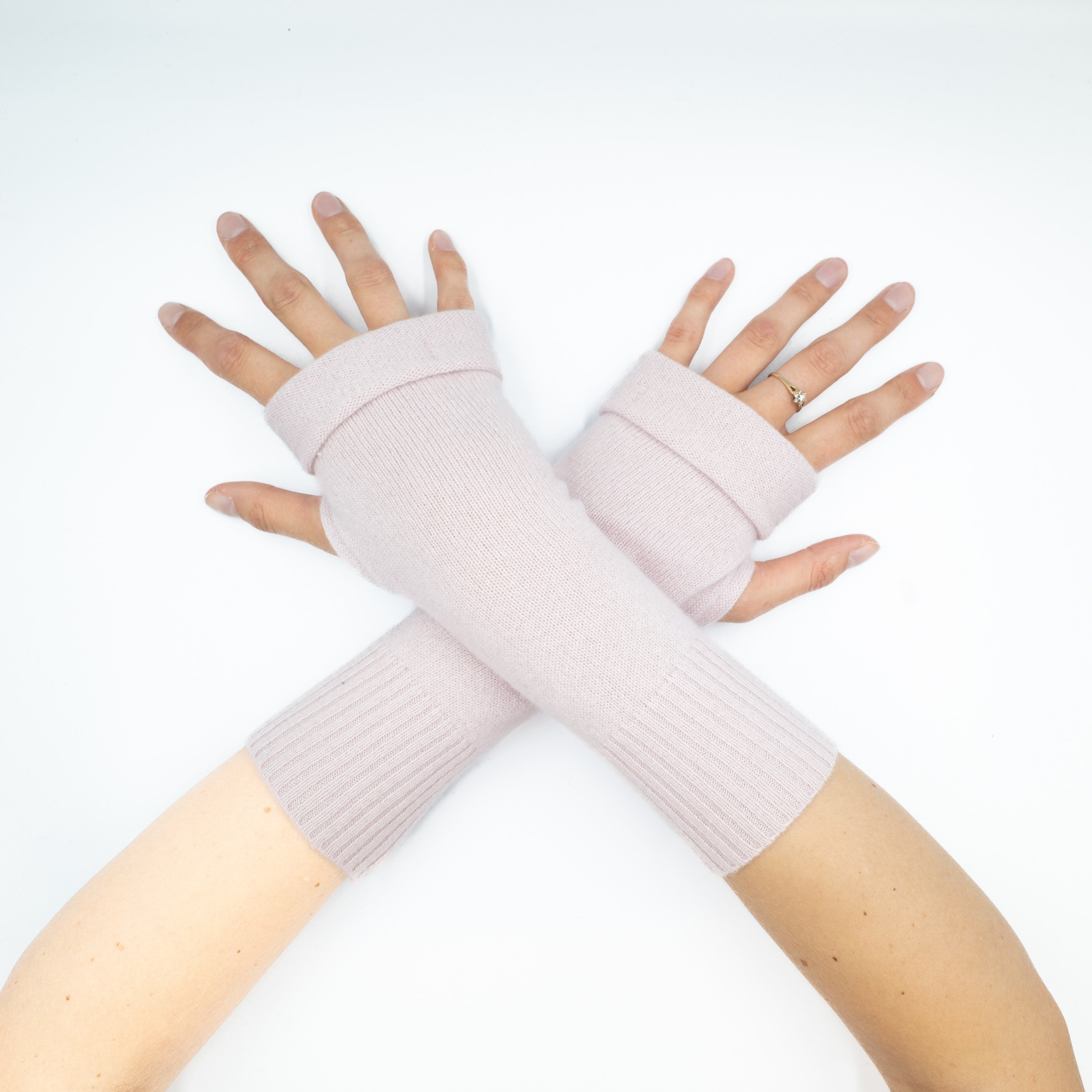 Seashell Pink Fingerless Gloves