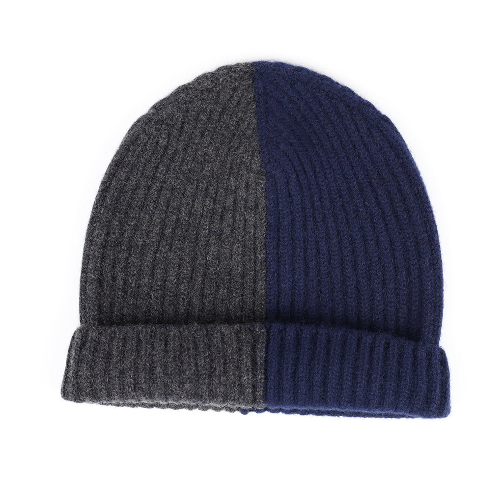 Begg & Co Scottish Navy and Charcoal Luxury Chunky Cashmere Beanie Hat