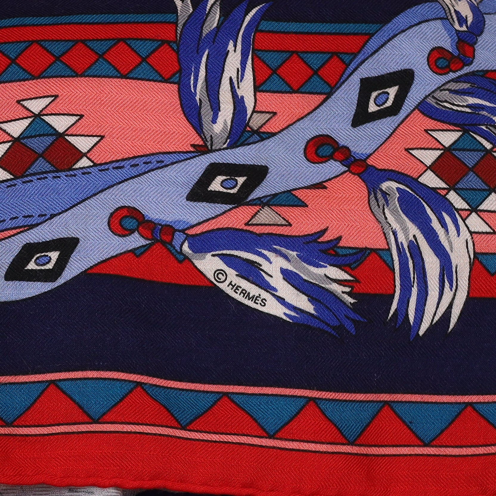 Hermès Les Chevaux Qataris 140 Cashmere and Silk Shawl
