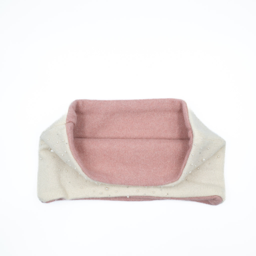 Sparkly Vanilla Pearl Embellished and Bubblegum Pink Neck Warmer