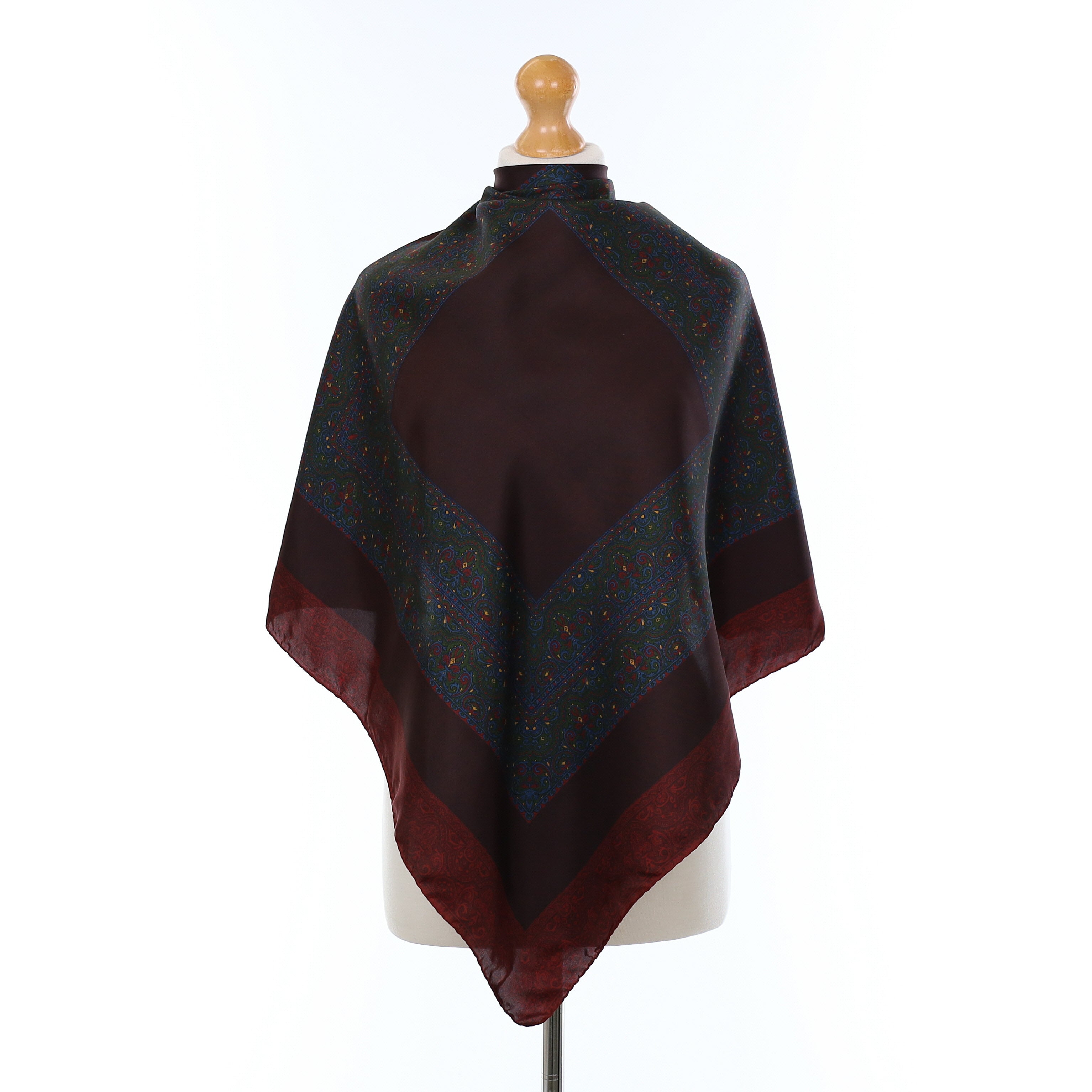 Deep Maroon Paisley Silk Scarf