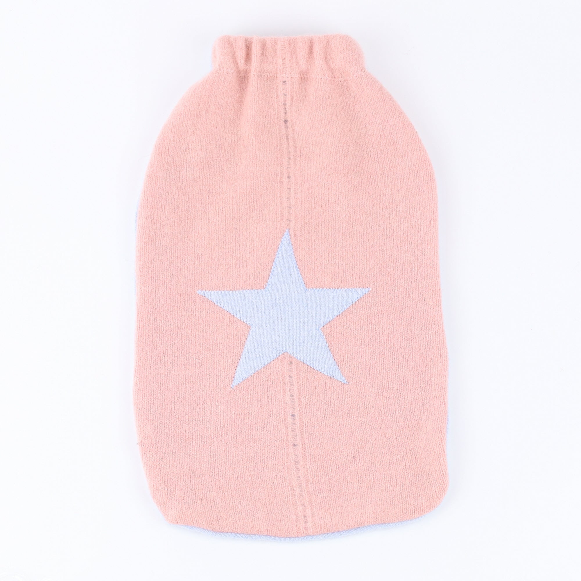 Blush Pink and Blue Cashmere Large Hot Water Bottle
